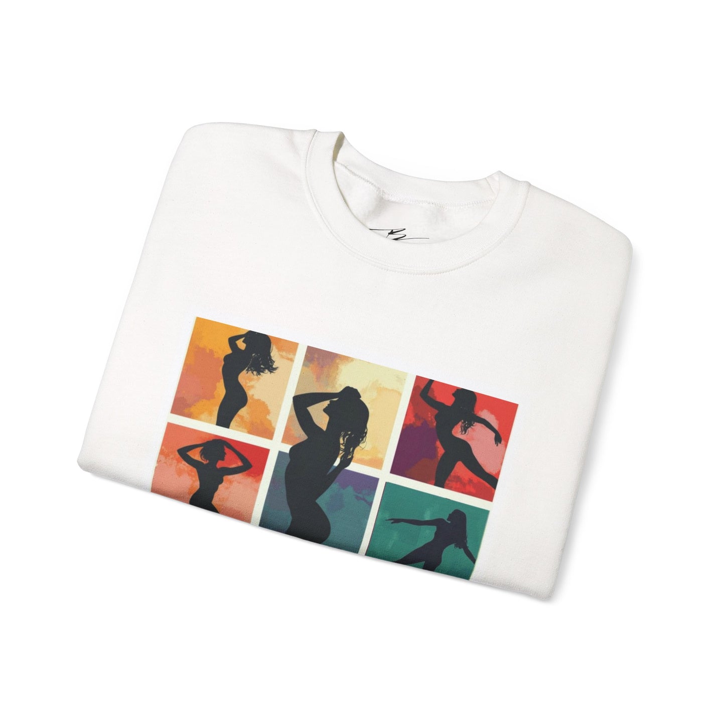 Dance Silhouette Grid Sweatshirt | Colorful Dancer Collage Crewneck | Modern Dance Art | Contemporary Ballet Jazz Hip-Hop Poses Pullover