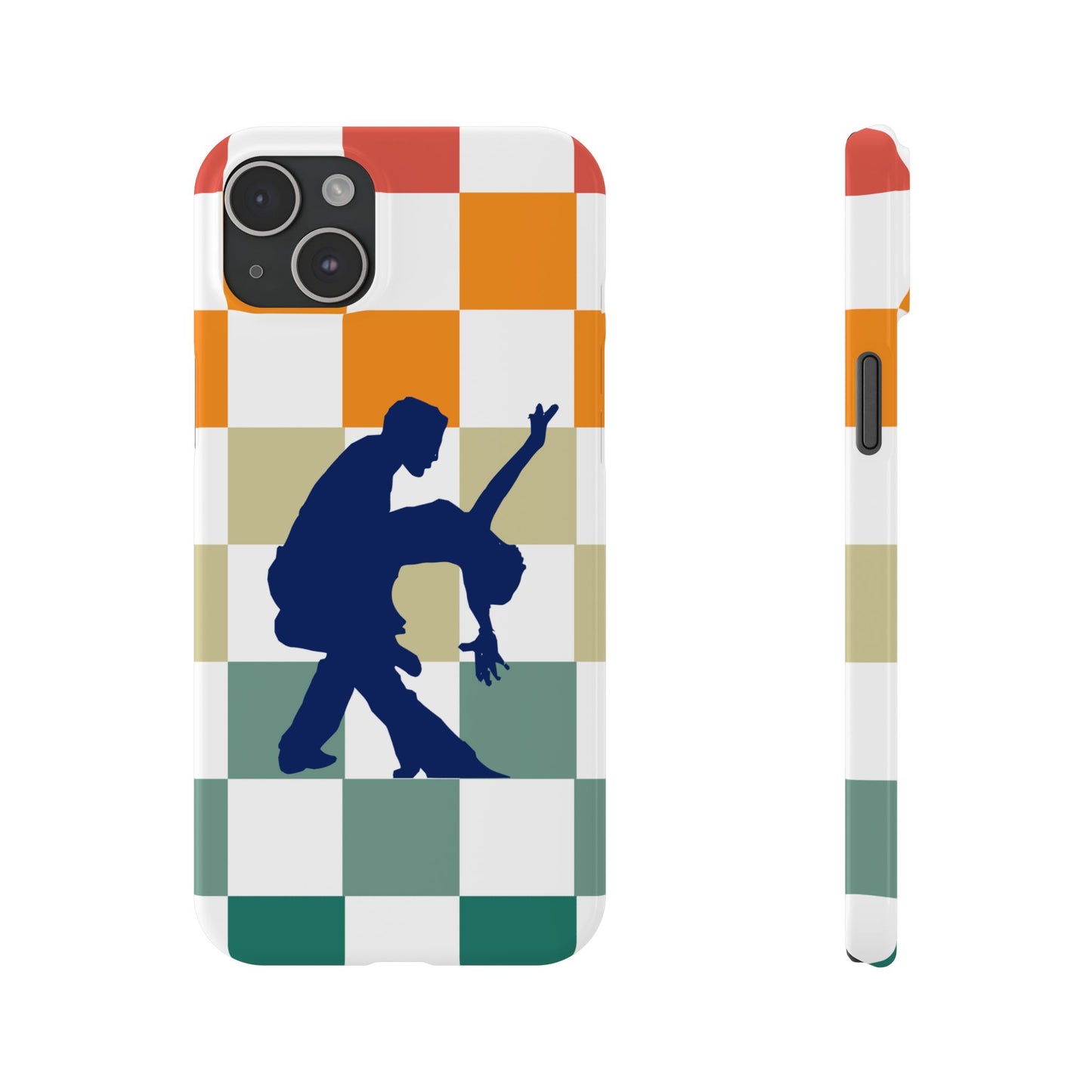 Bachata Dip iPhone Case | Retro Dance Silhouette | Colorful Checkerboard Design | BailaFashion Dance Lifestyle