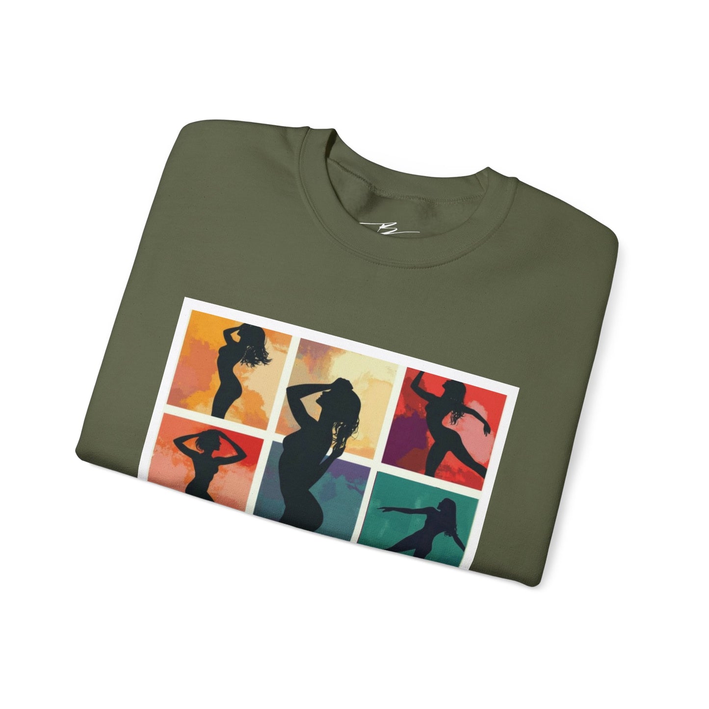 Dance Silhouette Grid Sweatshirt | Colorful Dancer Collage Crewneck | Modern Dance Art | Contemporary Ballet Jazz Hip-Hop Poses Pullover