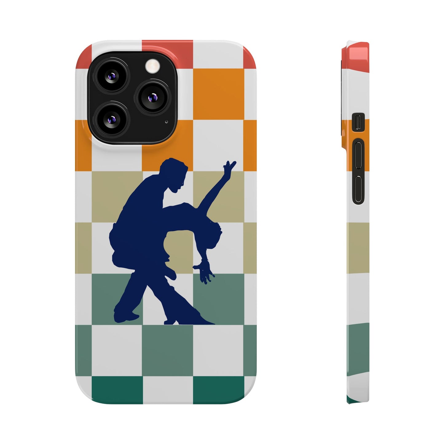 Bachata Dip iPhone Case | Retro Dance Silhouette | Colorful Checkerboard Design | BailaFashion Dance Lifestyle