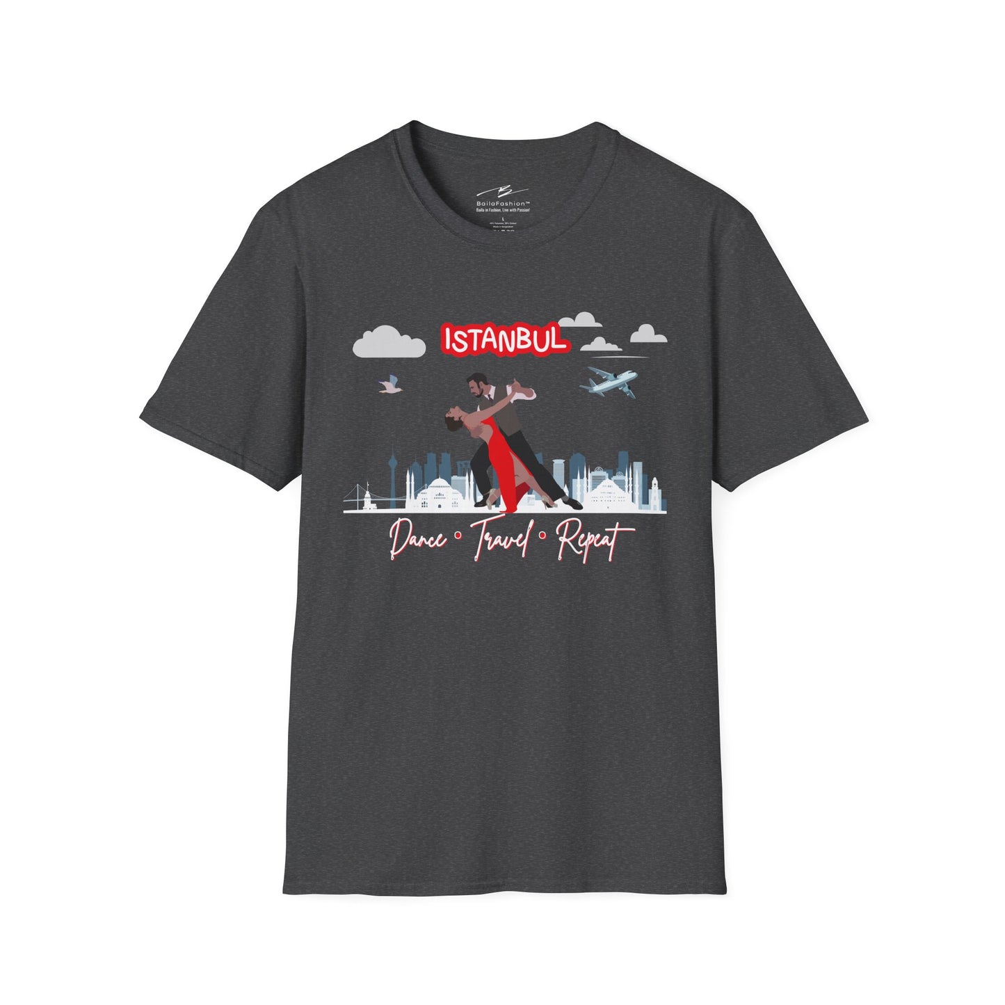 Istanbul Dance Travel Repeat T-Shirt | Turkish Bachata Dancers Skyline Tee | Class Practice Festivals Matching Couple Tops | Dance Lifestyle