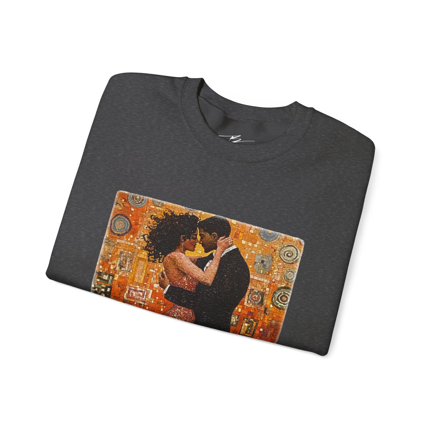 Amber Embrace Art Sweatshirt | Klimt-Inspired Latin Dance | Bachata Romance | BailaFashion Couple Streetwear | Dance Lifestyle Apparell