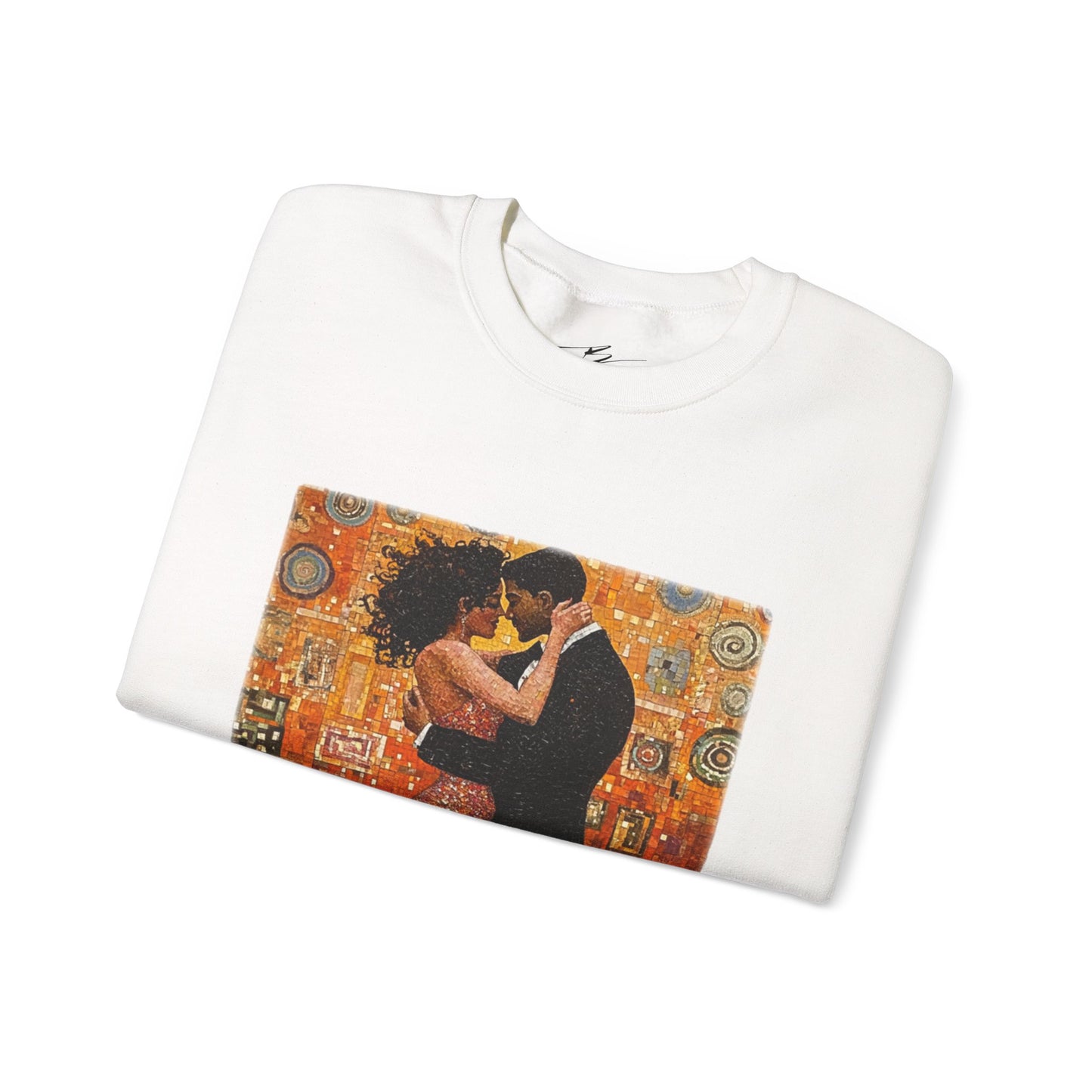 Amber Embrace Art Sweatshirt | Klimt-Inspired Latin Dance | Bachata Romance | BailaFashion Couple Streetwear | Dance Lifestyle Apparell