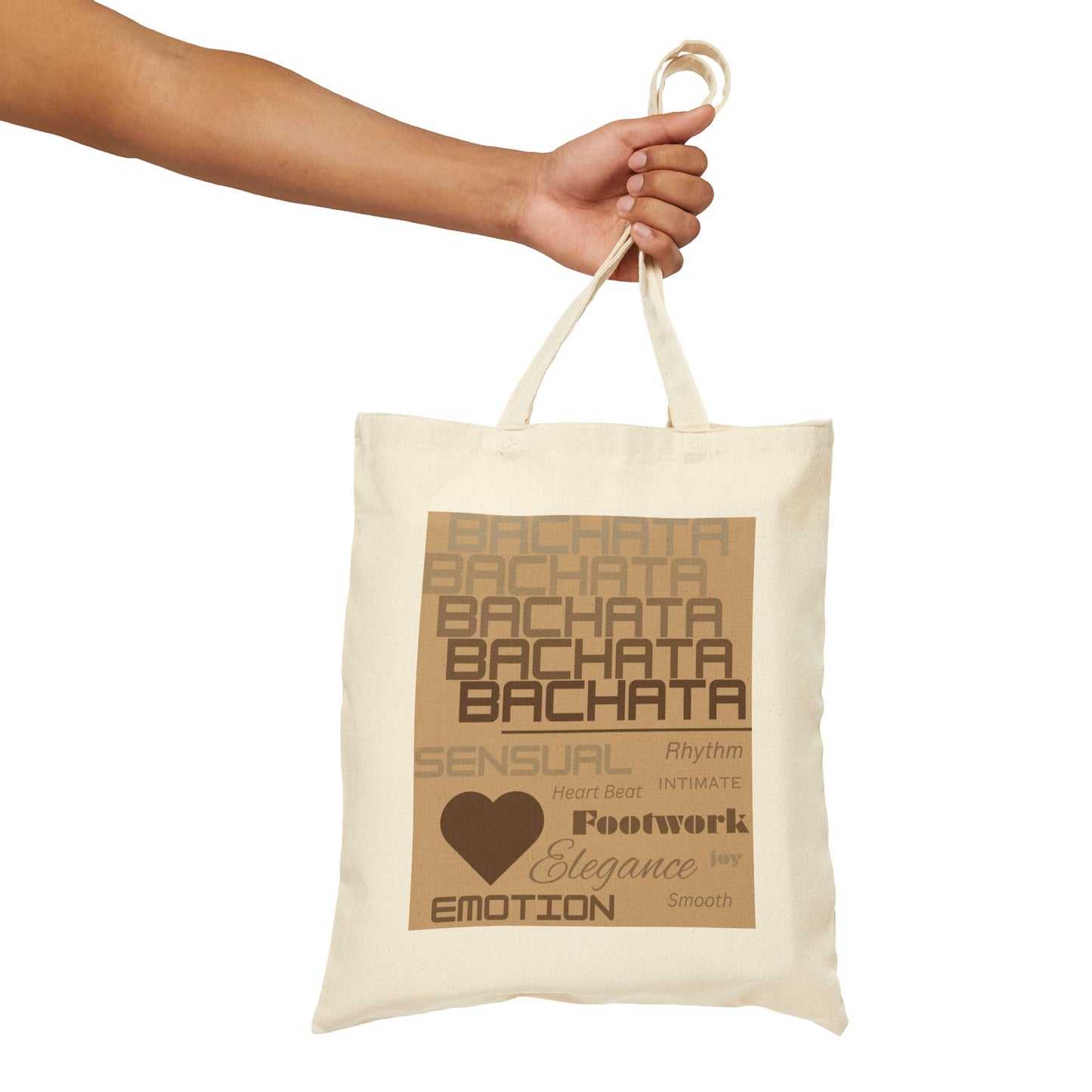 Bachata Typography Tote Bag | Sensual Dance Words | Heart Beat Emotion Elegance | Latin Dance | Dance Lifestyle | Ethically Made Carrier