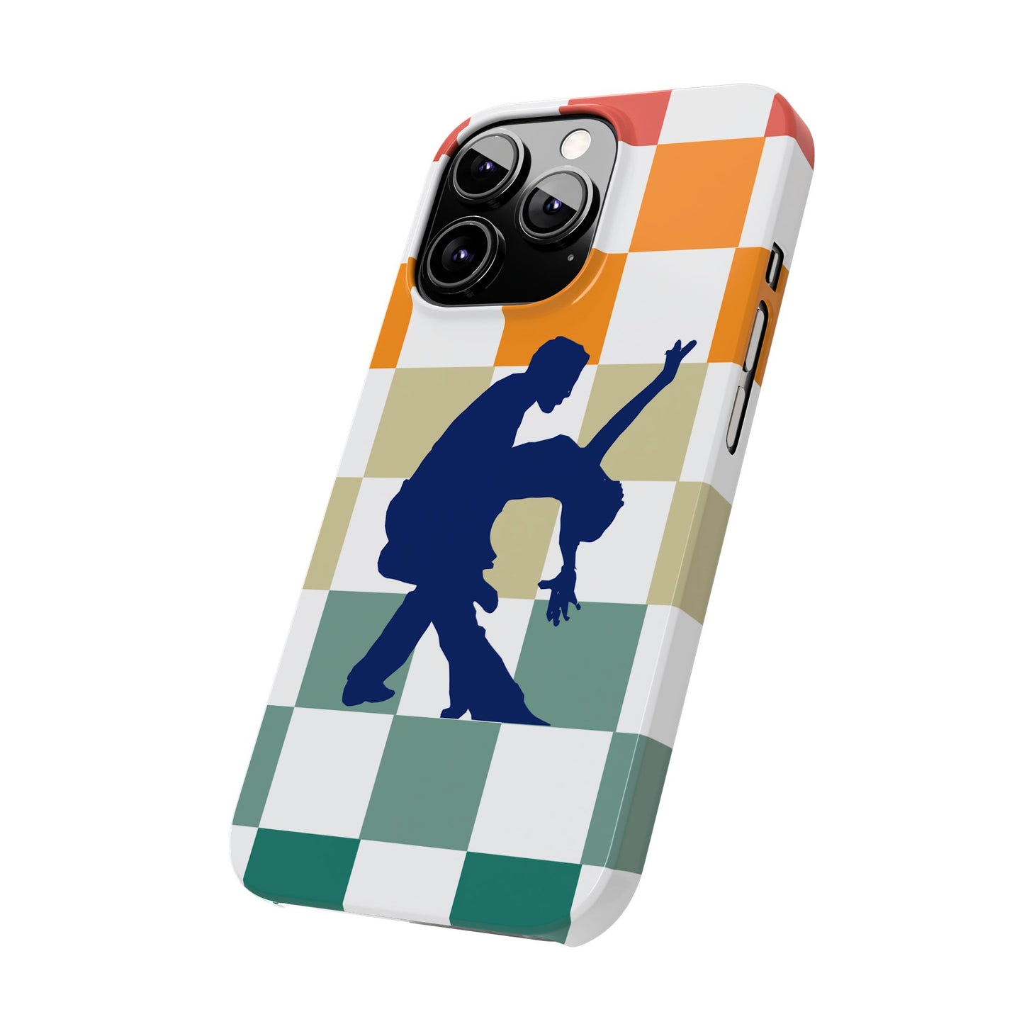 Bachata Dip iPhone Case | Retro Dance Silhouette | Colorful Checkerboard Design | BailaFashion Dance Lifestyle