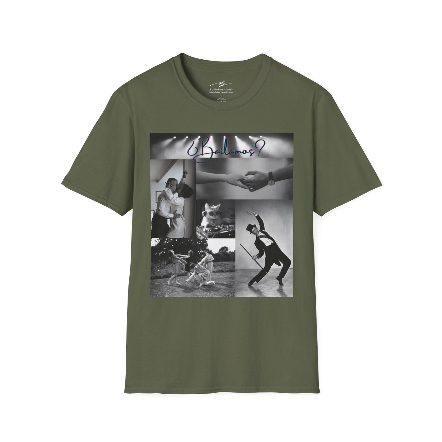 Bailamos Dance Collage T-shirt | DJ Cat Latin Dance Moments | Vintage Dance Couples | Matching Dance Tops | Dance Lifestyle | Practice Tee