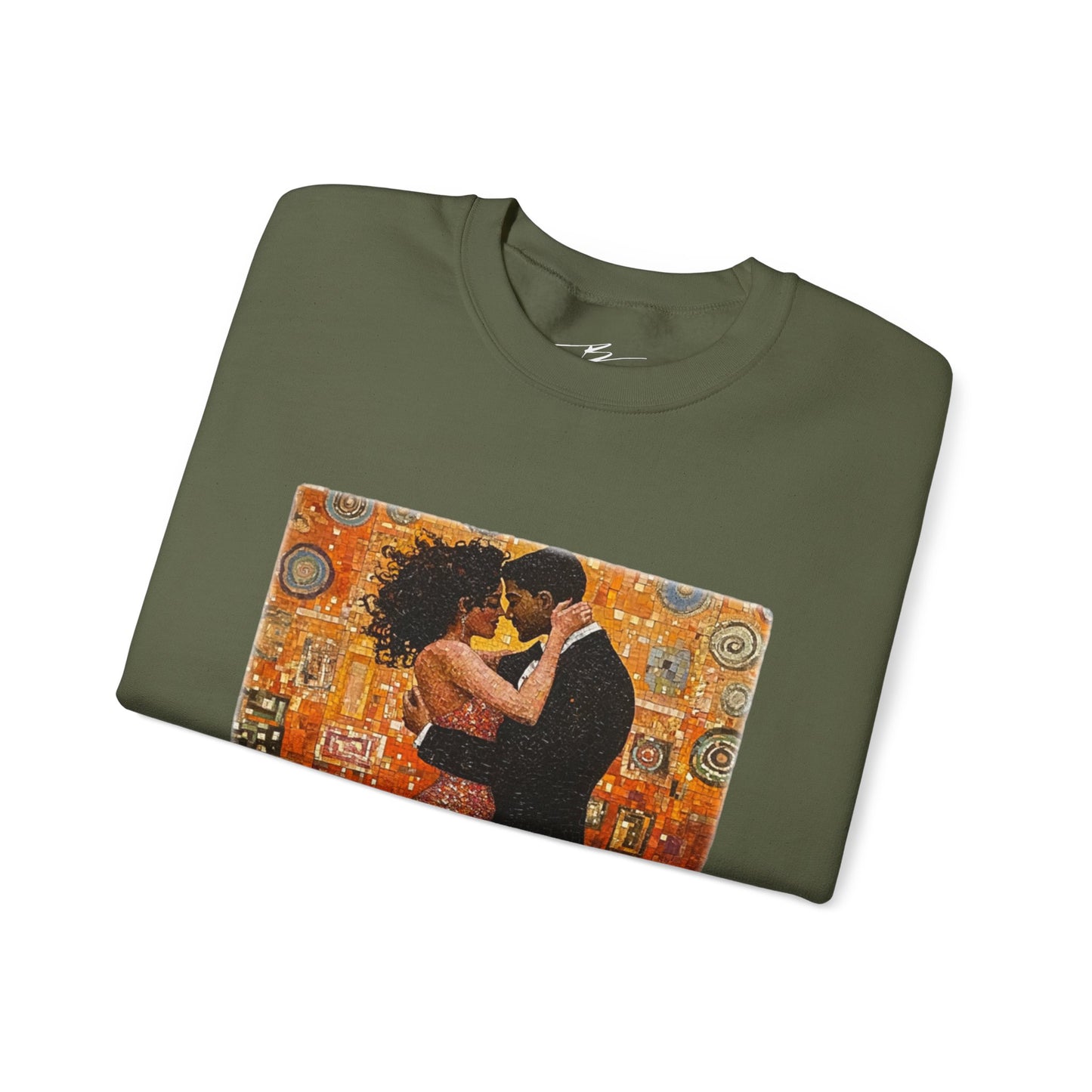 Amber Embrace Art Sweatshirt | Klimt-Inspired Latin Dance | Bachata Romance | BailaFashion Couple Streetwear | Dance Lifestyle Apparell