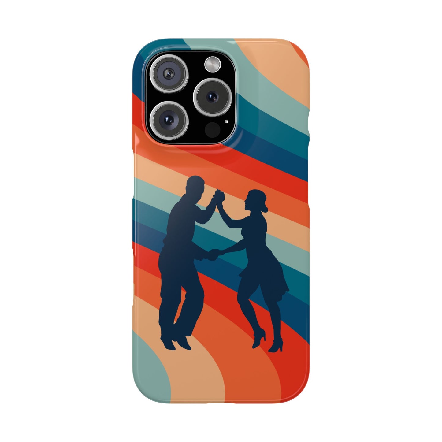 Rainbow Rhythm iPhone Case | Salsa Dance Silhouettes | Retro Dance Waves | Latin Connection Art | BailaFashion Dance Lifestyle