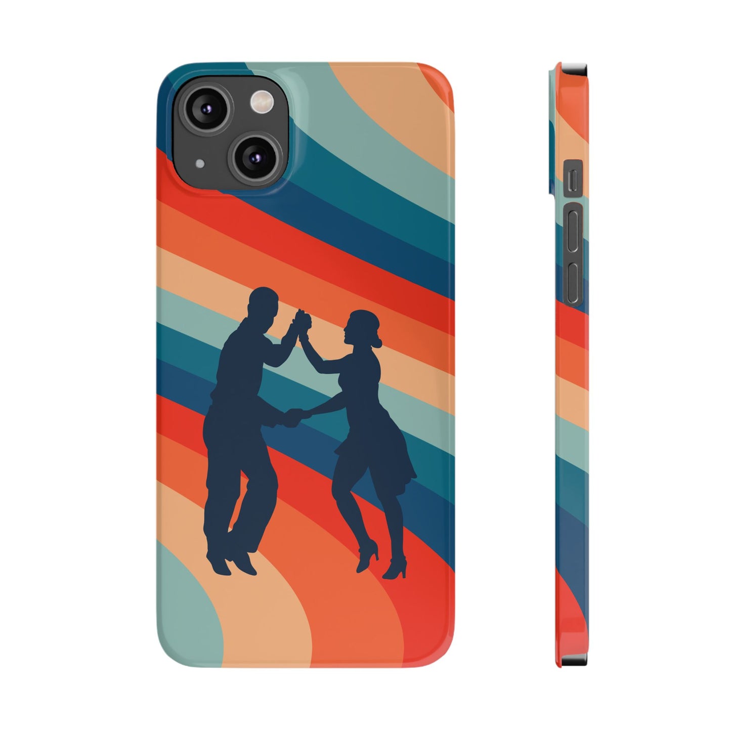 Rainbow Rhythm iPhone Case | Salsa Dance Silhouettes | Retro Dance Waves | Latin Connection Art | BailaFashion Dance Lifestyle