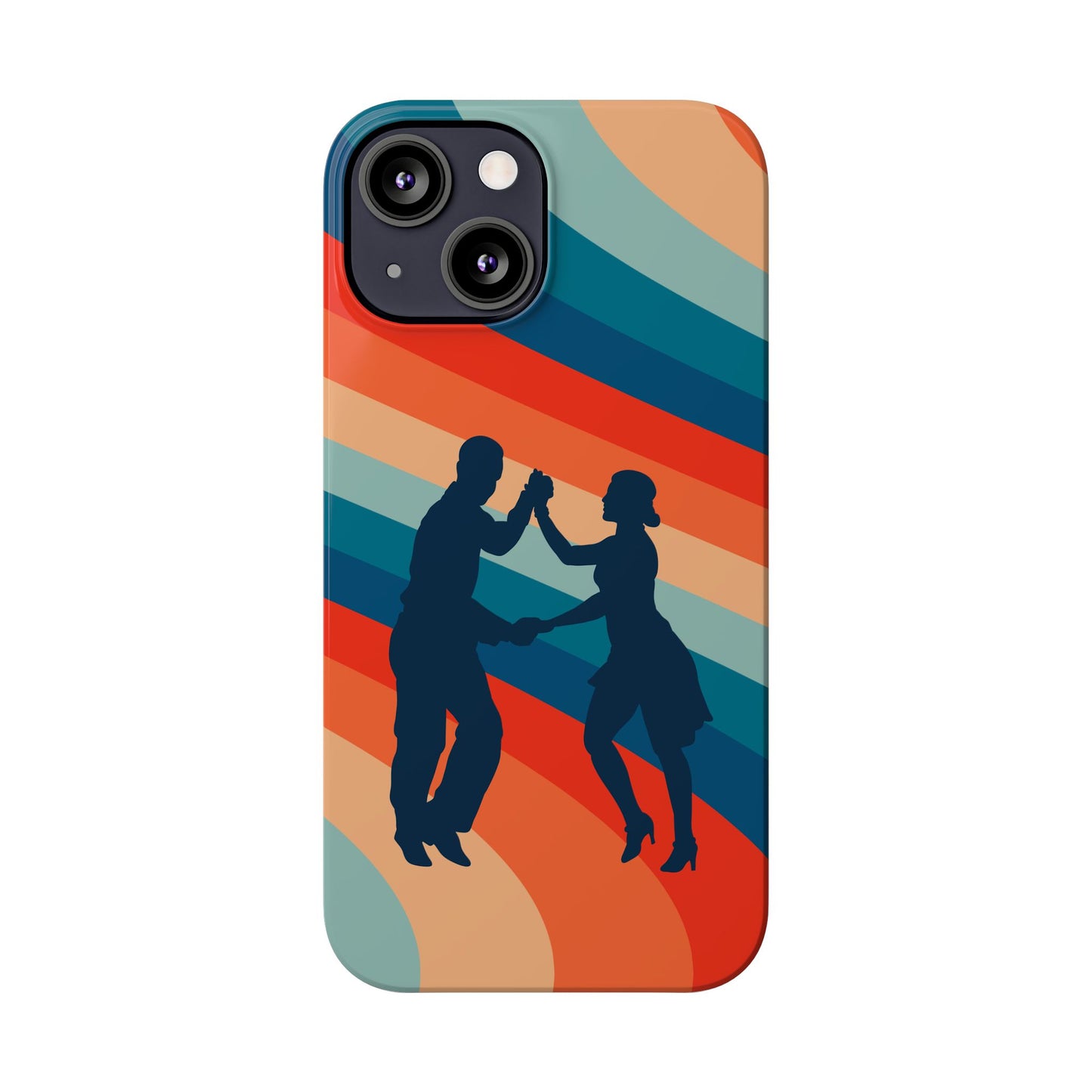Rainbow Rhythm iPhone Case | Salsa Dance Silhouettes | Retro Dance Waves | Latin Connection Art | BailaFashion Dance Lifestyle
