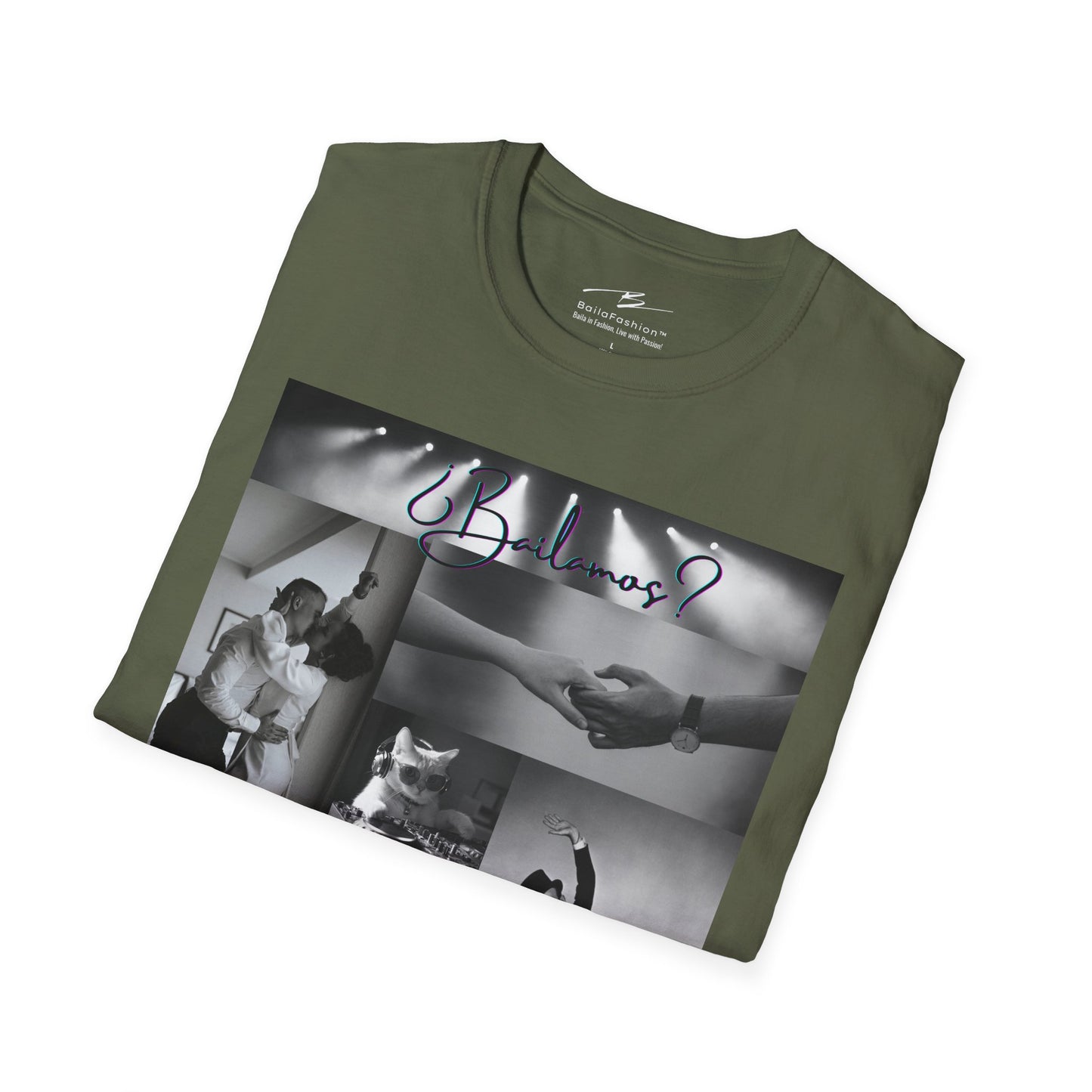 Bailamos Dance Collage T-shirt | DJ Cat Latin Dance Moments | Vintage Dance Couples | Matching Dance Tops | Dance Lifestyle | Practice Tee