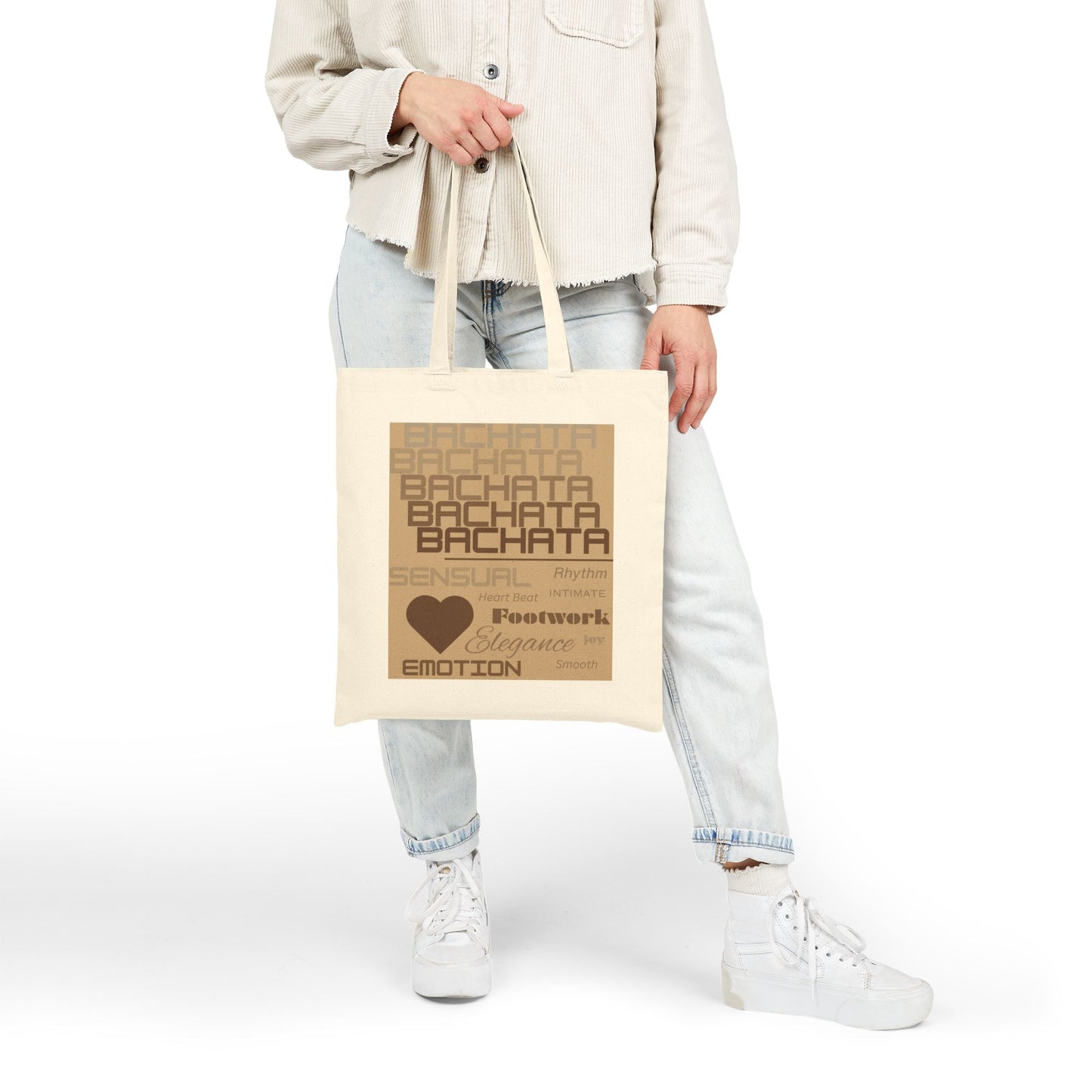 Bachata Typography Tote Bag | Sensual Dance Words | Heart Beat Emotion Elegance | Latin Dance | Dance Lifestyle | Ethically Made Carrier