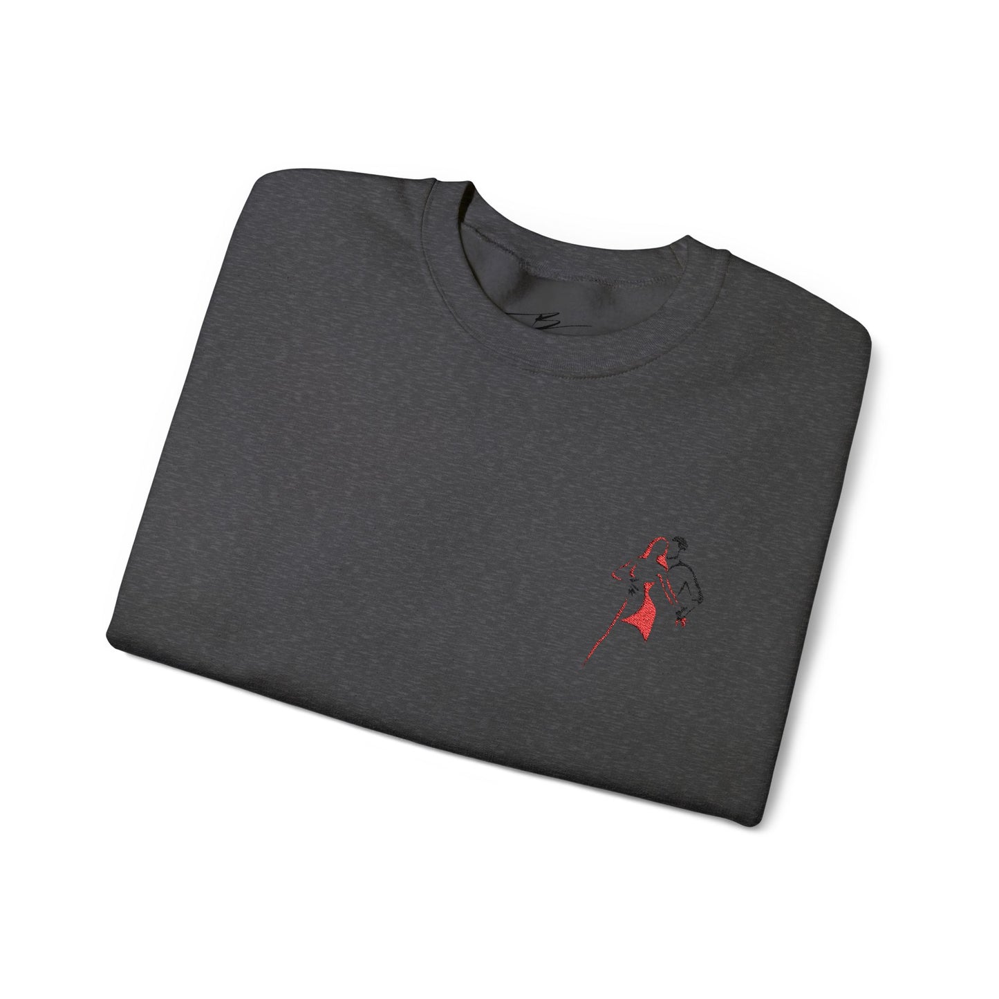 Latin Dance Couple Embroidered Sweatshirt | Salsa Bachata Dancer Art | Elegant Red Black Design | BailaFashion Sweater | Dance Practice Wear