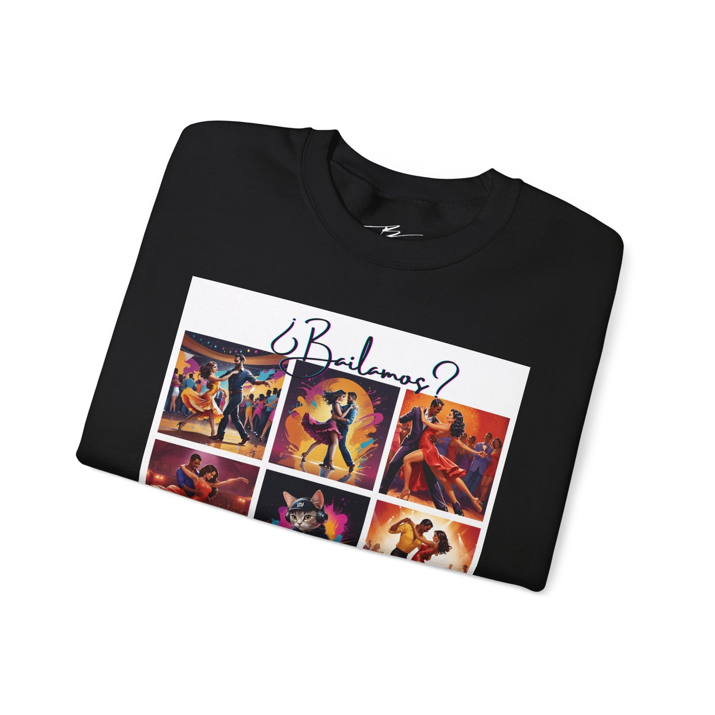 Bailamos? Latin Dance Collage Sweatshirt | DJ Cat Salsa Bachata Art | Vibrant Social Dancing | BailaFashion Streewear | Dance Practice Wear