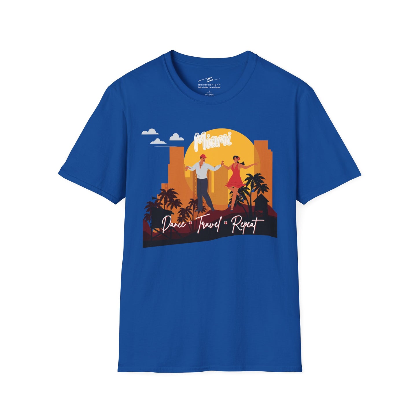 Miami Dance Travel Repeat T-shirt | Tropical Latin Dance City | Salsa Bachata Travel Gift | Dance Congress Tee | BailaFashion Lifestyle