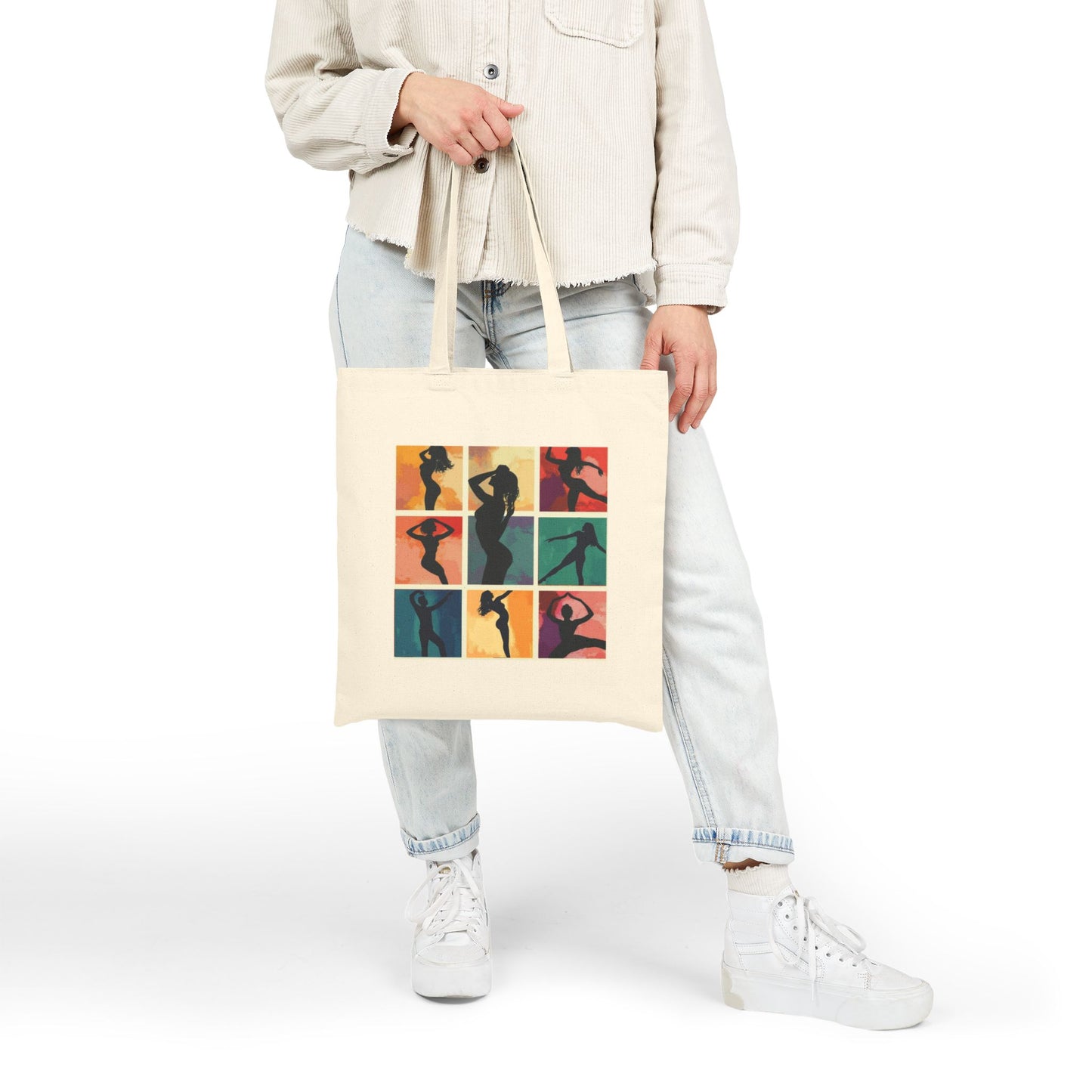 Dance Silhouettes Tote Bag | Latin Body Movement Art | Colorful Dance Poses Collage | Salsa Bachata Carry All | BailaFashion Dance Lifestyle