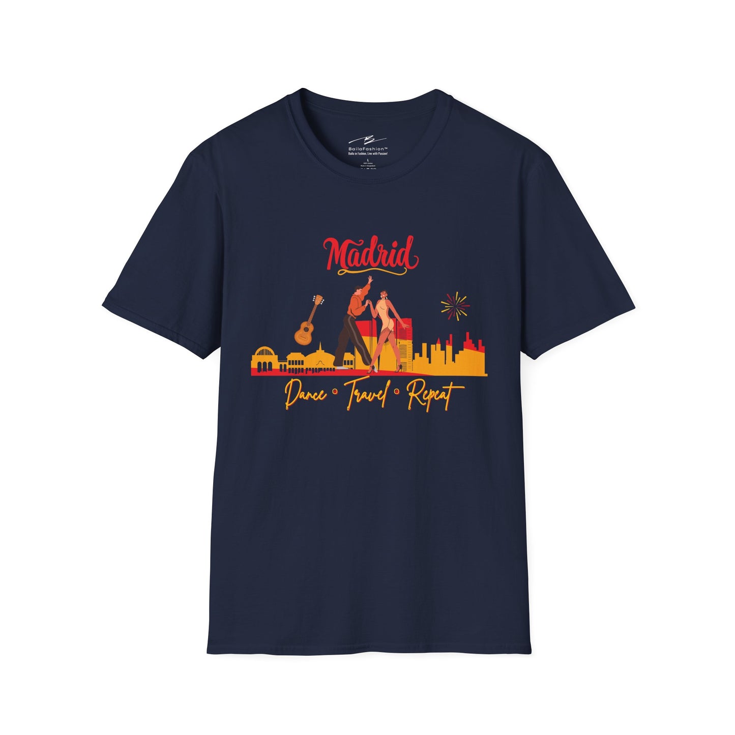 Madrid Dance Travel Repeat T-Shirt | Salsa Bachata Lovers Tee | Dance Lifestyle Shirt for Classes Socials Festivals | Matching Couple Tops