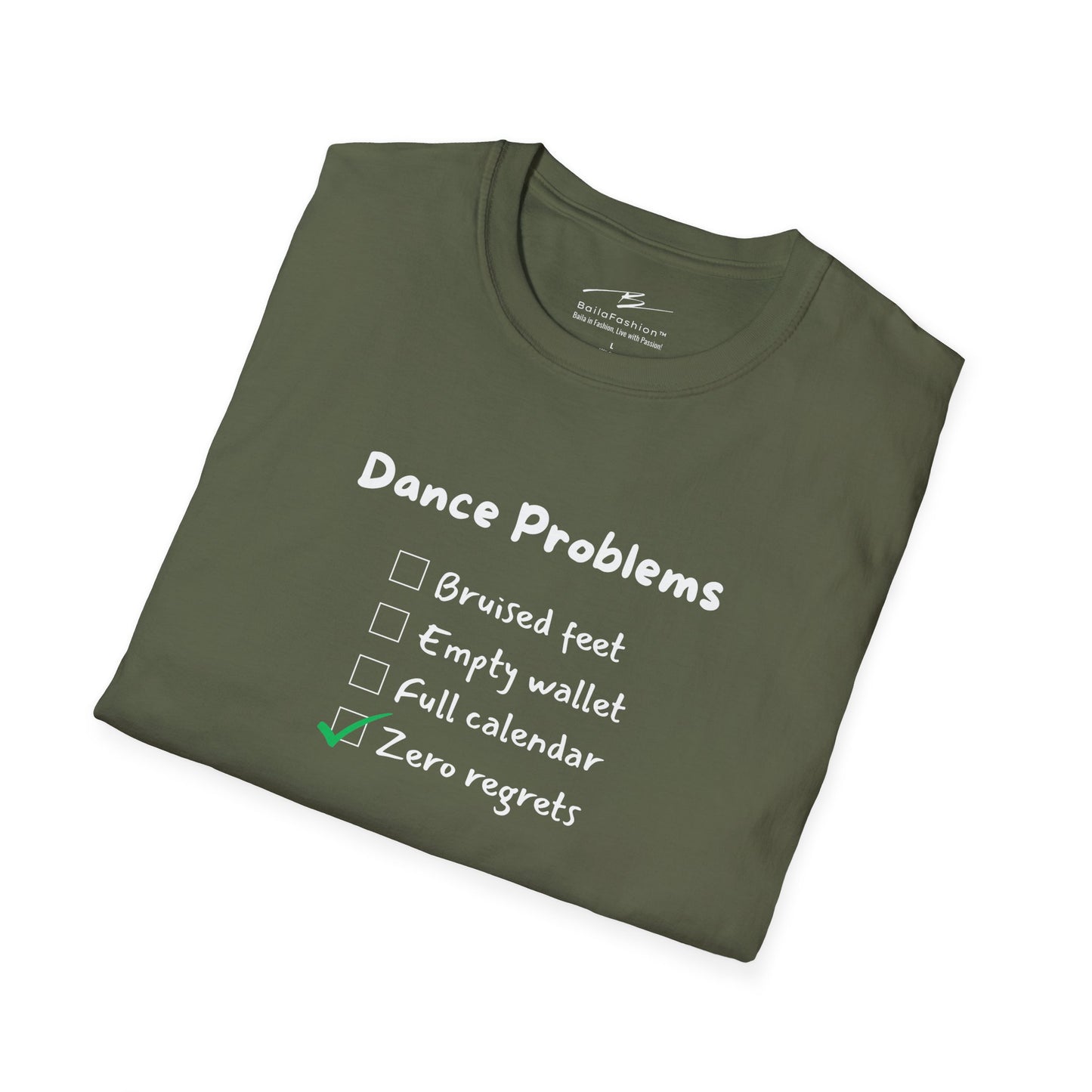 Dance Problems Checklist T-Shirt | Latin Dancer Humor | Salsa Bachata Tee | Zero Regrets Dance Life | Dance Lifestyle | Matching Couple Tops