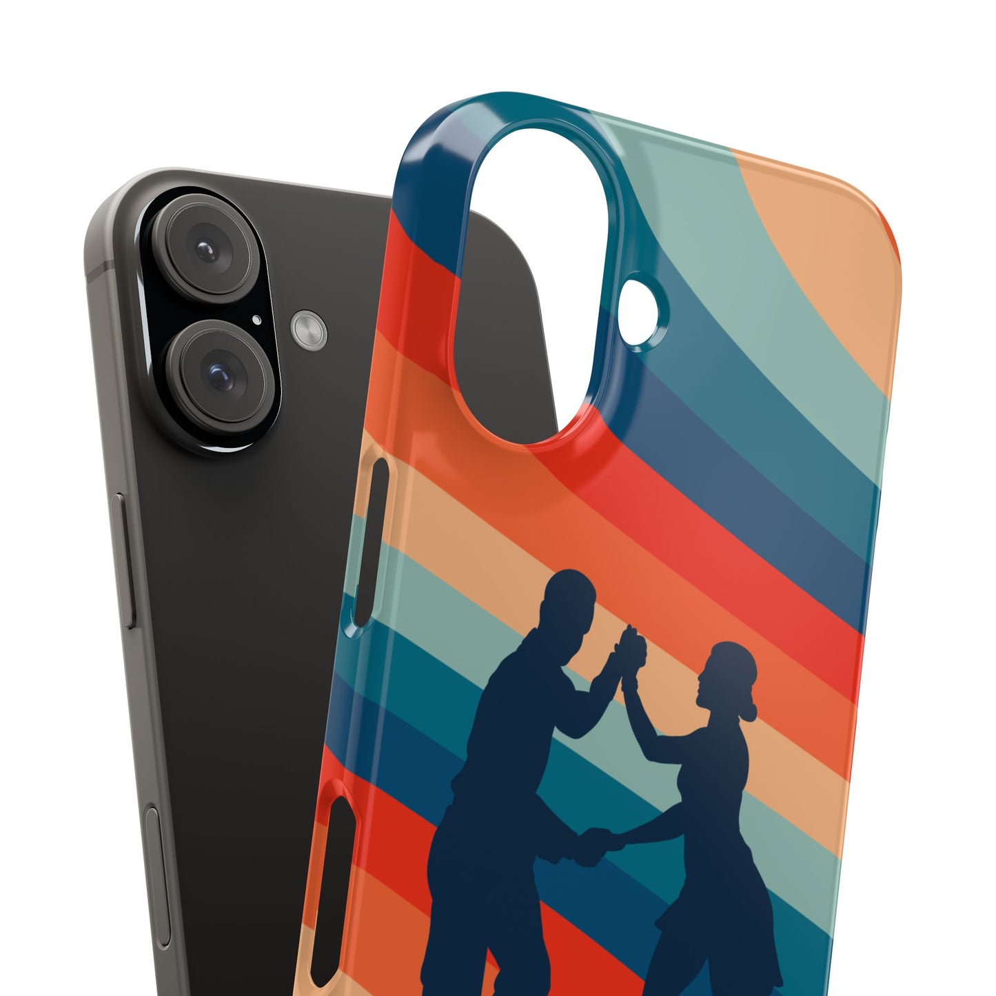 Rainbow Rhythm iPhone Case | Salsa Dance Silhouettes | Retro Dance Waves | Latin Connection Art | BailaFashion Dance Lifestyle