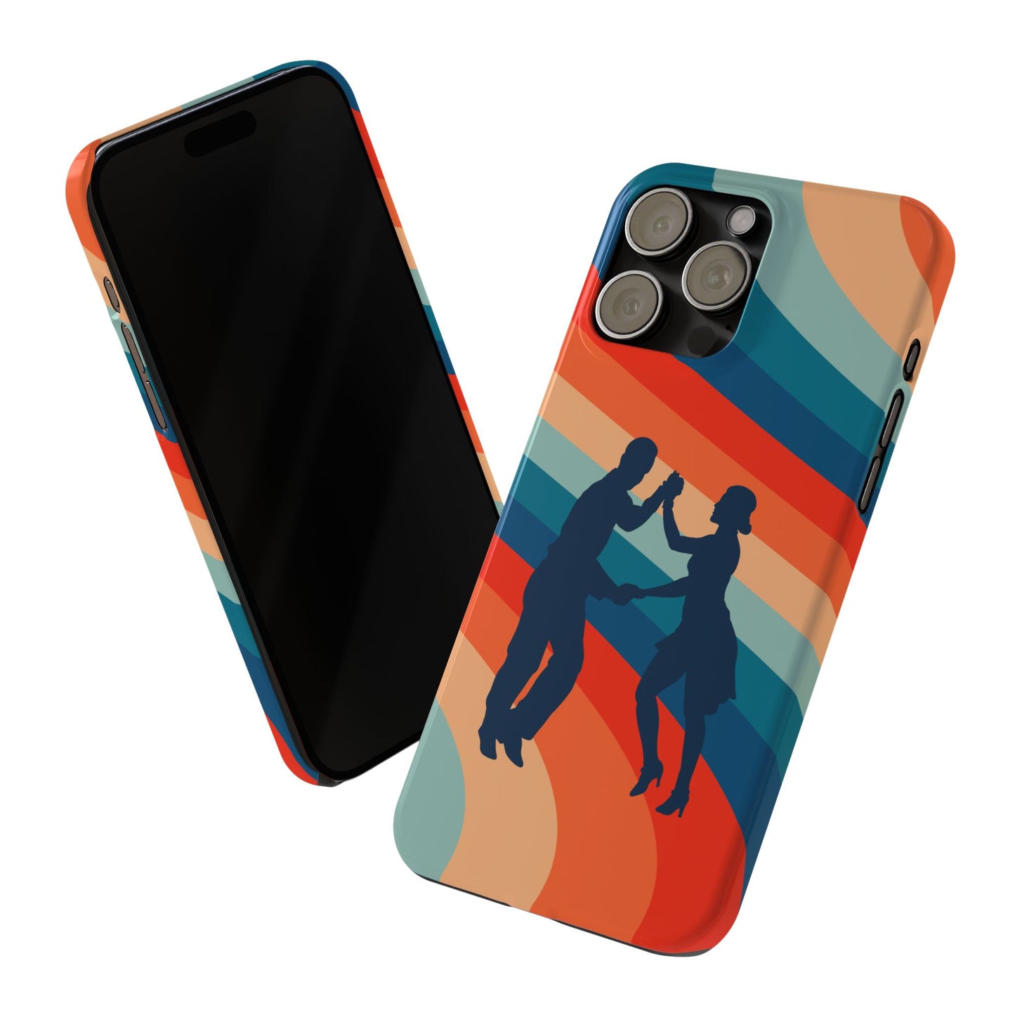 Rainbow Rhythm iPhone Case | Salsa Dance Silhouettes | Retro Dance Waves | Latin Connection Art | BailaFashion Dance Lifestyle