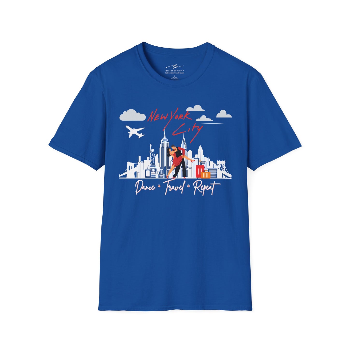 New York City Dance Travel Repeat T-shirt | NYC Latin Dance Scene | Big Apple Salsa Bachata | Dance Travel Gift | BailaFashion Lifestyle
