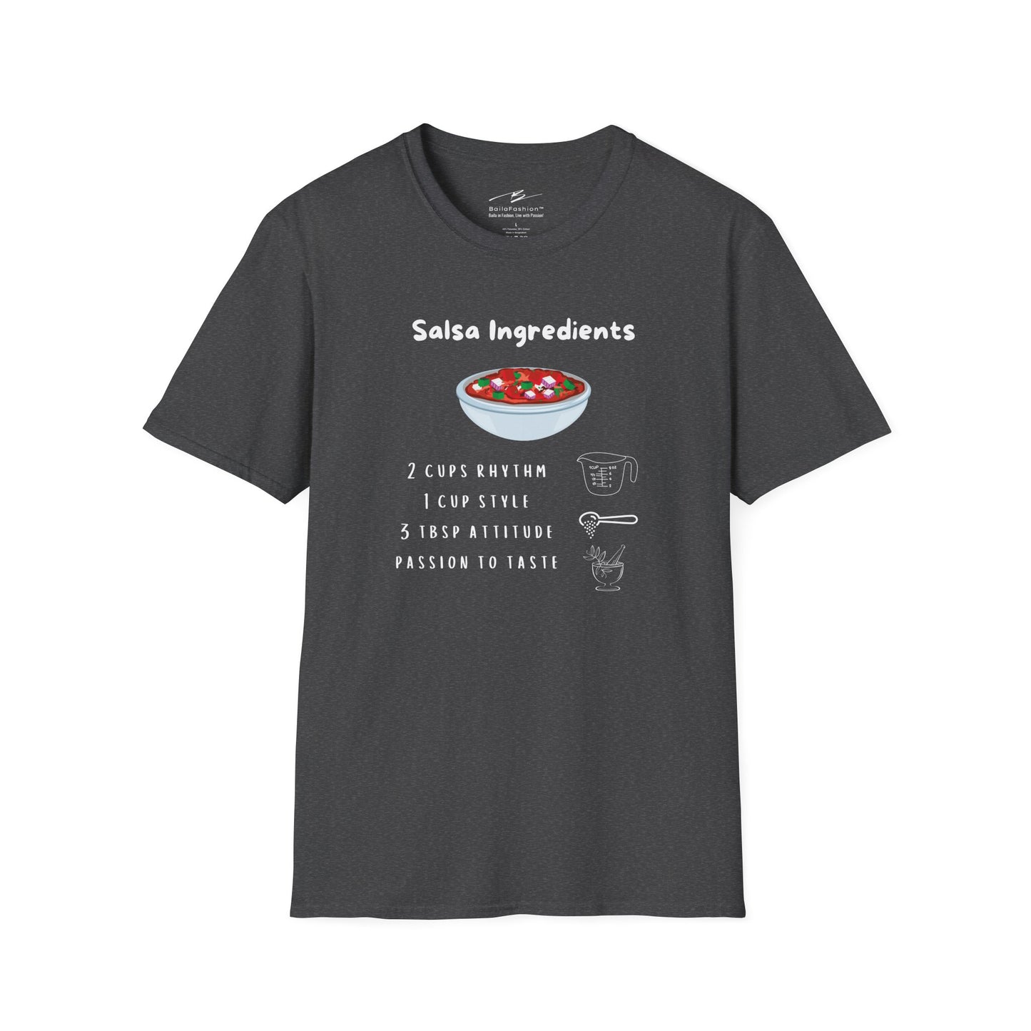 Salsa Ingredients Recipe T-Shirt | Latin Dance Humor | Rhythm Style Attitude | Dancer Gift | Dance Lifestyle | Matching Couple Tops