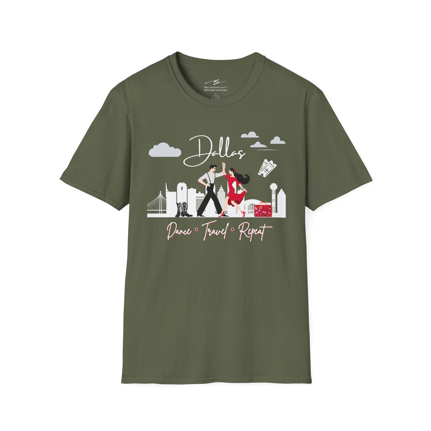Dallas Dance Travel Repeat T-shirt | Big D Latin Dance Scene | Texas Salsa Bachata | Cowboy Boot Dance Gift | BailaFashion Dance Lifestyle