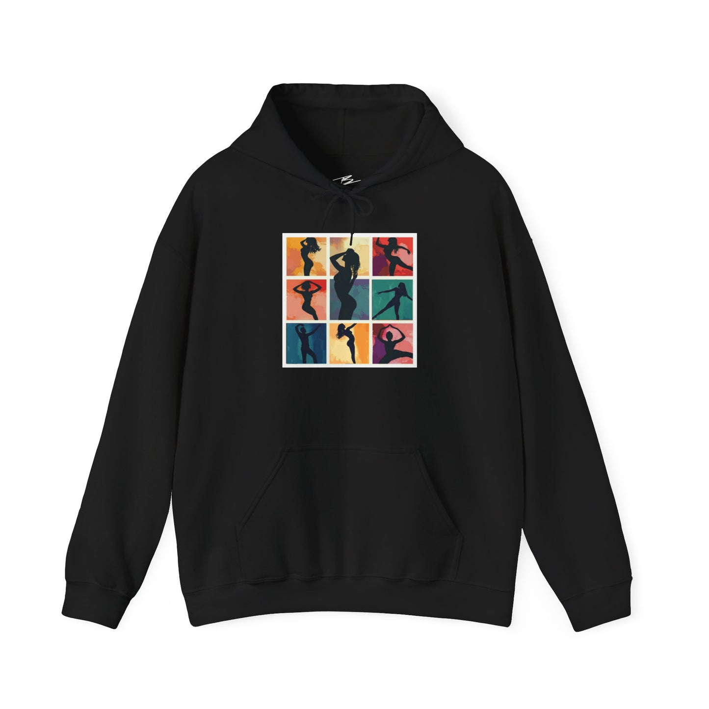 Dance Silhouette Hoodie | Colorful Latin Dance Art | Salsa Bachata Dancer Grid Design | Vibrant Dance Silhouettes | BailaFashion Lifestyle