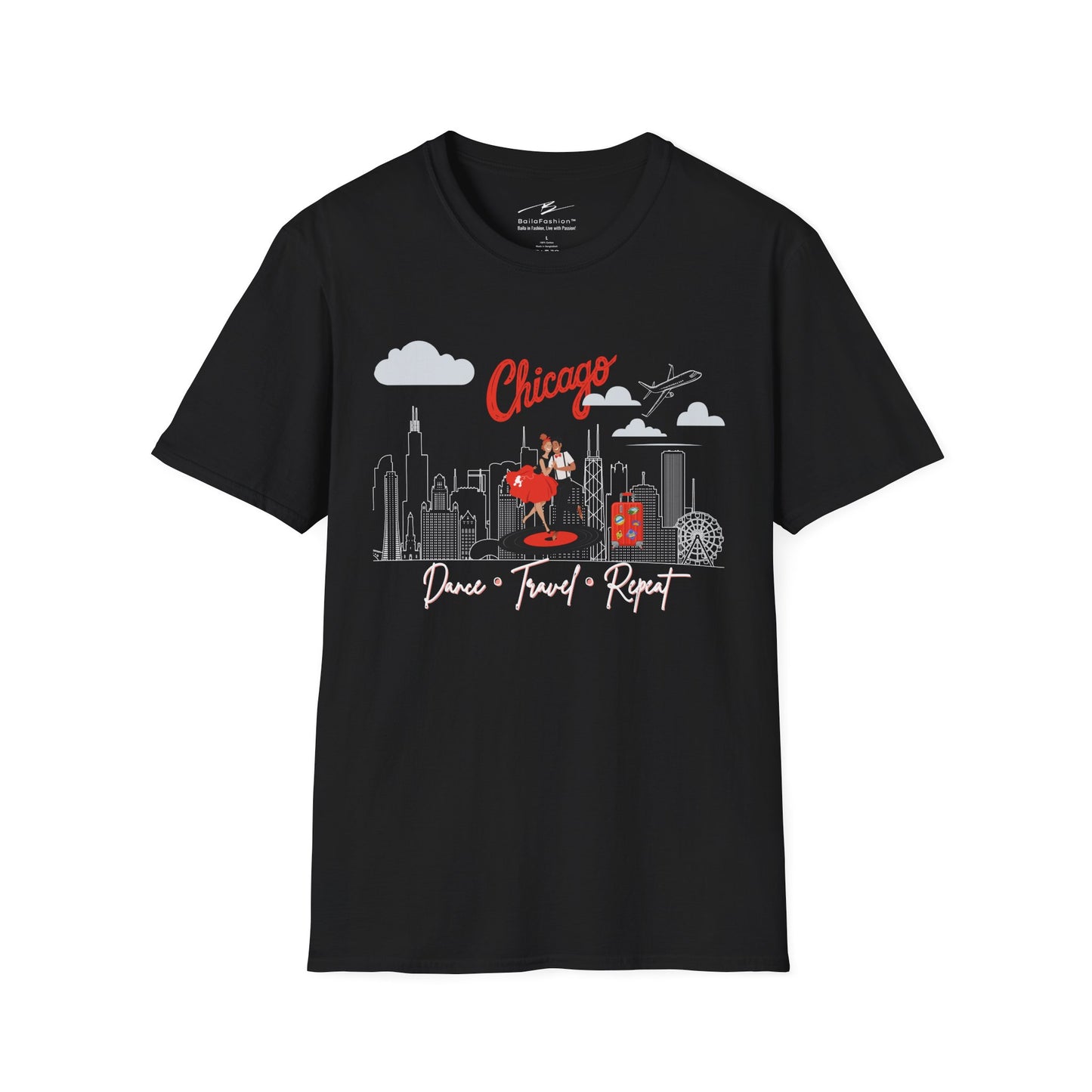 Chicago Dance Travel Repeat T-shirt | Windy City Latin Dance | Chi-town Salsa Bachata | Dance Congress Gift | BailaFashion Dance Lifestyle