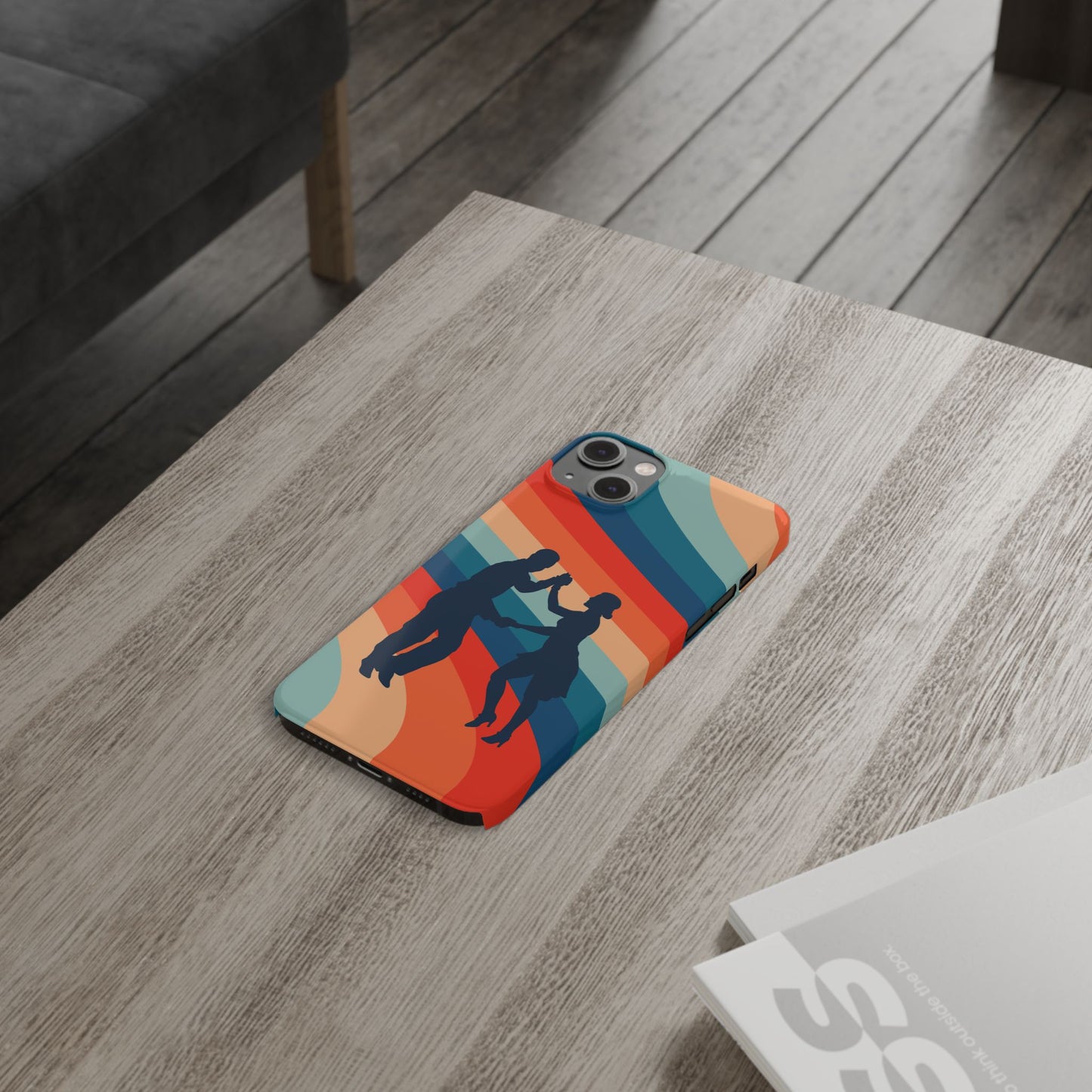 Rainbow Rhythm iPhone Case | Salsa Dance Silhouettes | Retro Dance Waves | Latin Connection Art | BailaFashion Dance Lifestyle