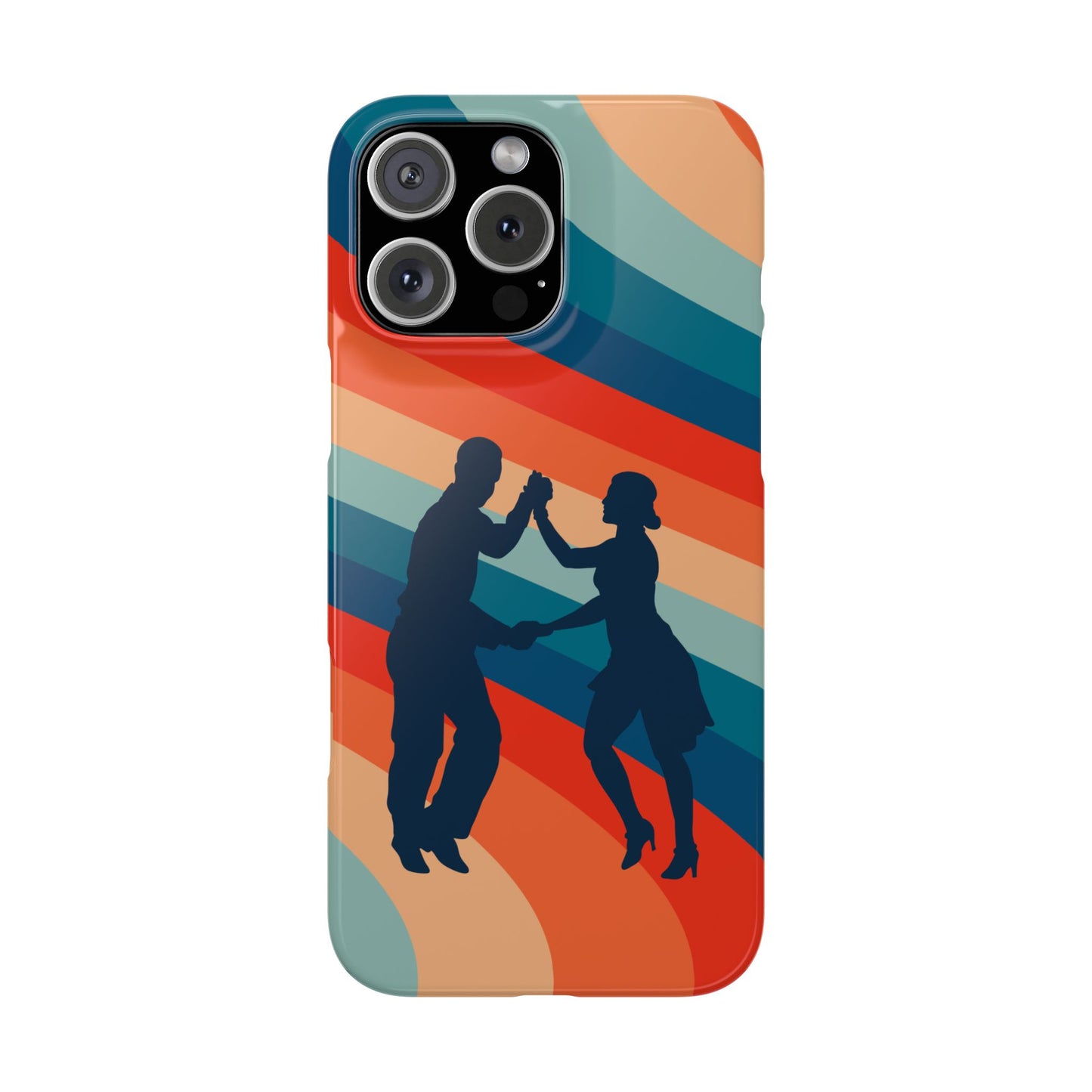 Rainbow Rhythm iPhone Case | Salsa Dance Silhouettes | Retro Dance Waves | Latin Connection Art | BailaFashion Dance Lifestyle