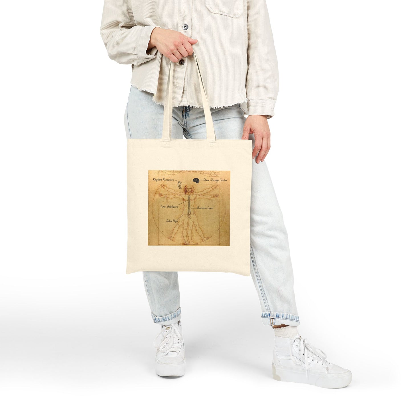 Vitruvian Dancer Tote Bag | Latin Dance Anatomy | Salsa Bachata Accessories | Dance Science Carry All | BailaFashion Dance Lifestyle