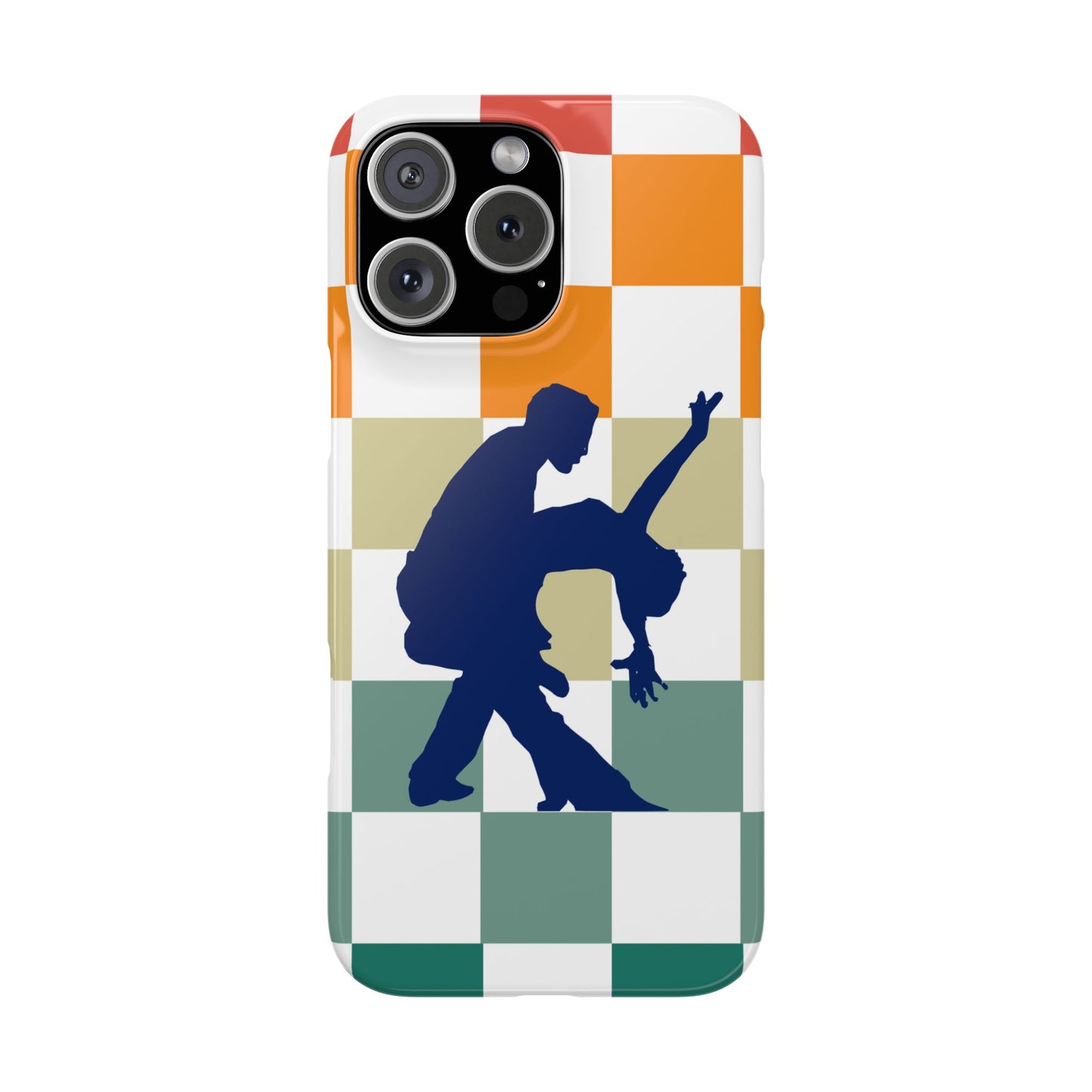 Bachata Dip iPhone Case | Retro Dance Silhouette | Colorful Checkerboard Design | BailaFashion Dance Lifestyle