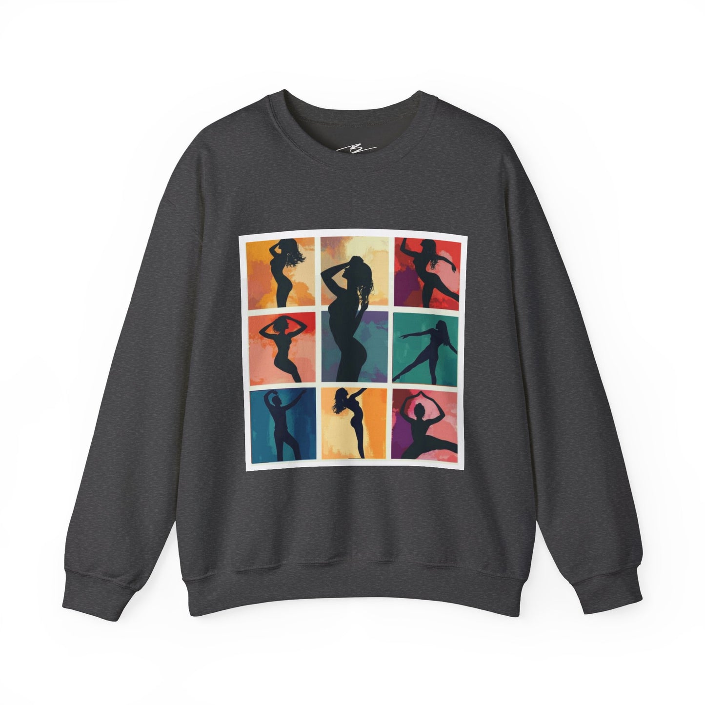 Dance Silhouette Grid Sweatshirt | Colorful Dancer Collage Crewneck | Modern Dance Art | Contemporary Ballet Jazz Hip-Hop Poses Pullover