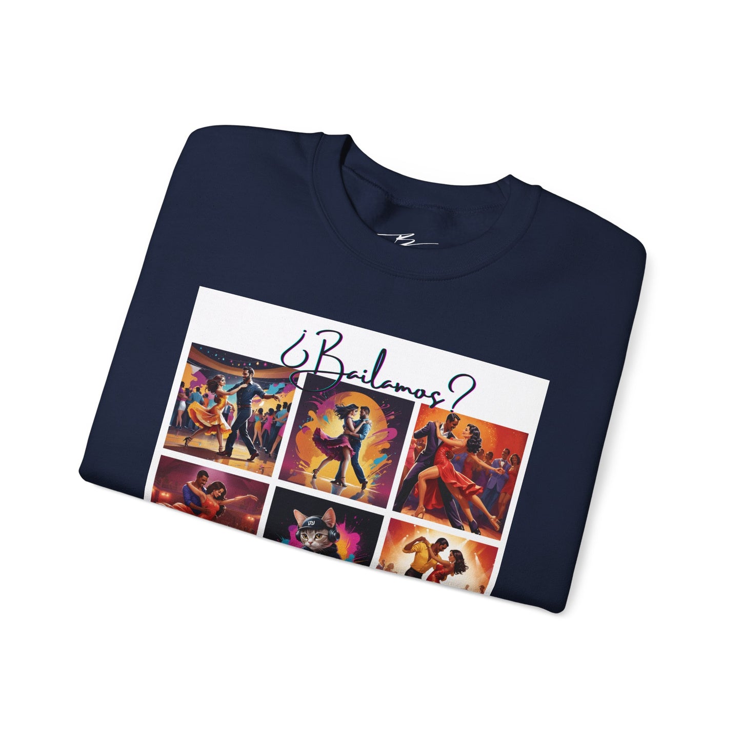 Bailamos? Latin Dance Collage Sweatshirt | DJ Cat Salsa Bachata Art | Vibrant Social Dancing | BailaFashion Streewear | Dance Practice Wear
