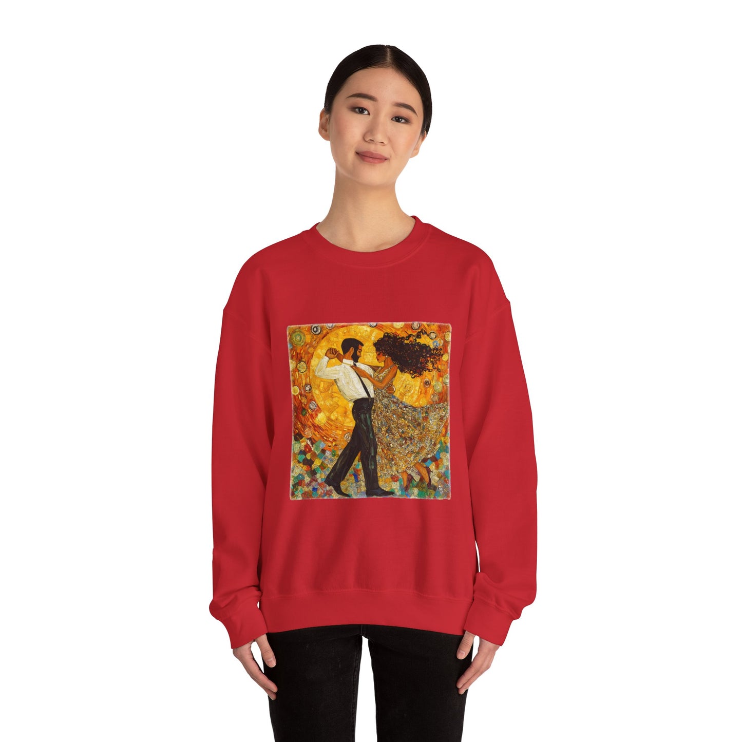 Golden Rhythm Dance Sweatshirt | Latin Dancer Couple | Bachata Salsa | BailaFashion Dance Lifestyle | Klimt Inspired Art | Cozy Sweater
