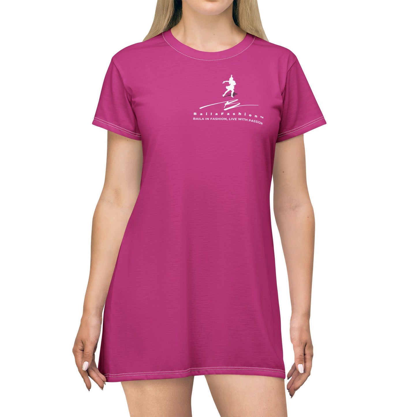 Magenta Hot Pink Latin Dancer Silhouette Dress | Salsa Bachata Practice Outfit | Elegant Dance Lifestyle | Everyday Wear | Pool Party Dress