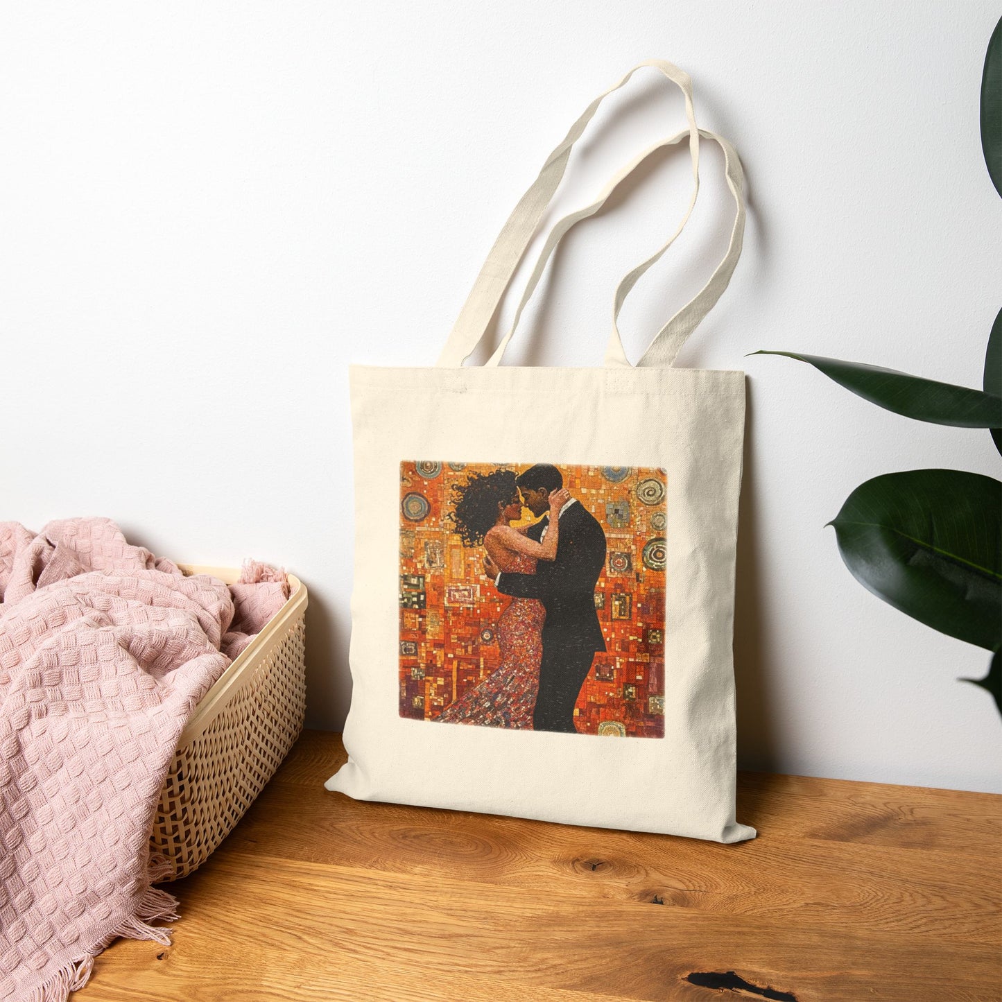 Dance Couple Tote Bag | Mosaic Bachata Art | Close Connection Dance Artwork | Latin Dancer Carry All | BailaFashion Dance Lifestyle