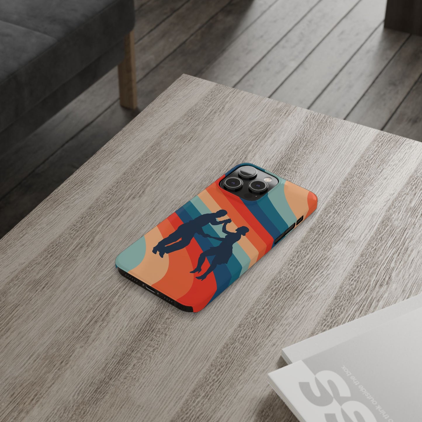 Rainbow Rhythm iPhone Case | Salsa Dance Silhouettes | Retro Dance Waves | Latin Connection Art | BailaFashion Dance Lifestyle