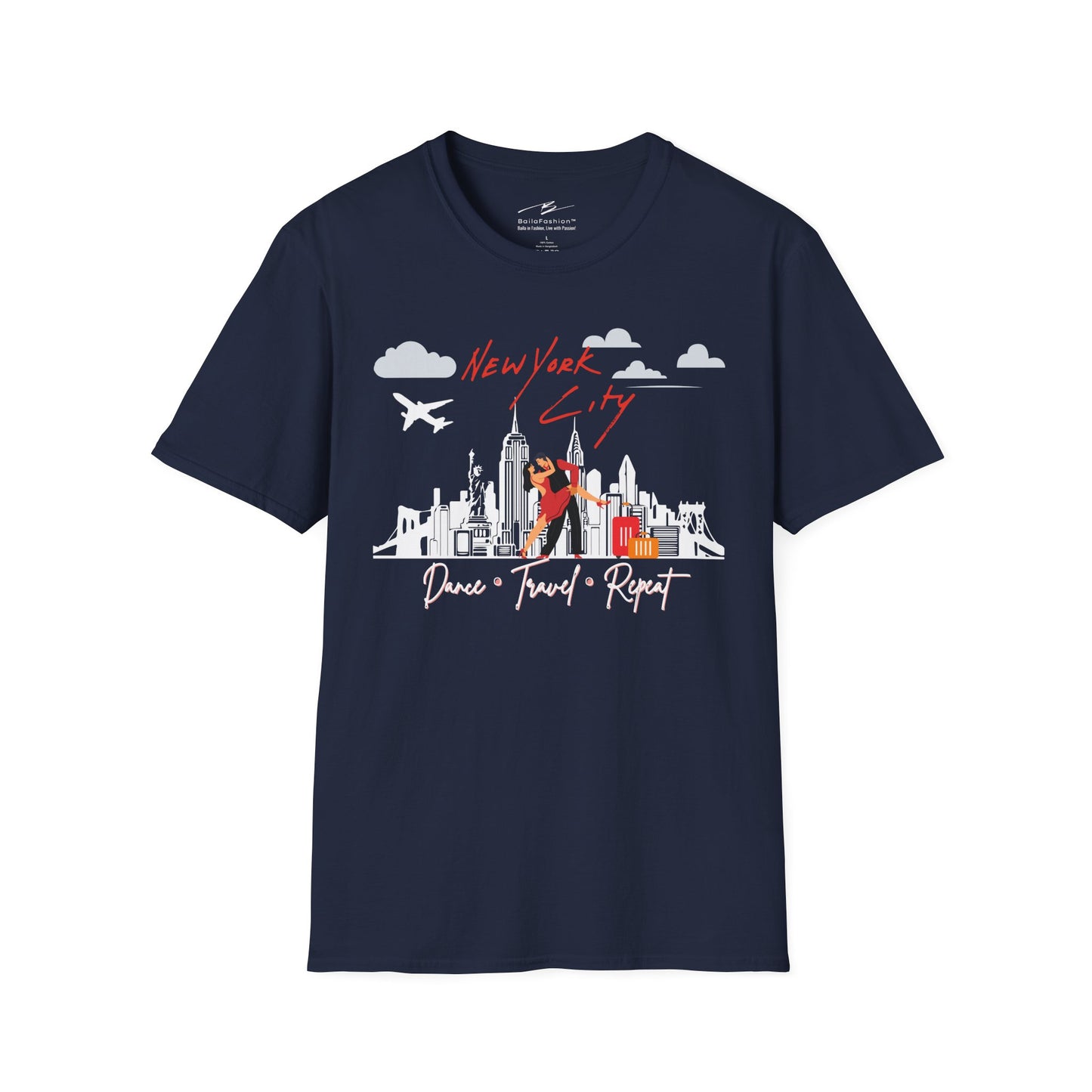 New York City Dance Travel Repeat T-shirt | NYC Latin Dance Scene | Big Apple Salsa Bachata | Dance Travel Gift | BailaFashion Lifestyle