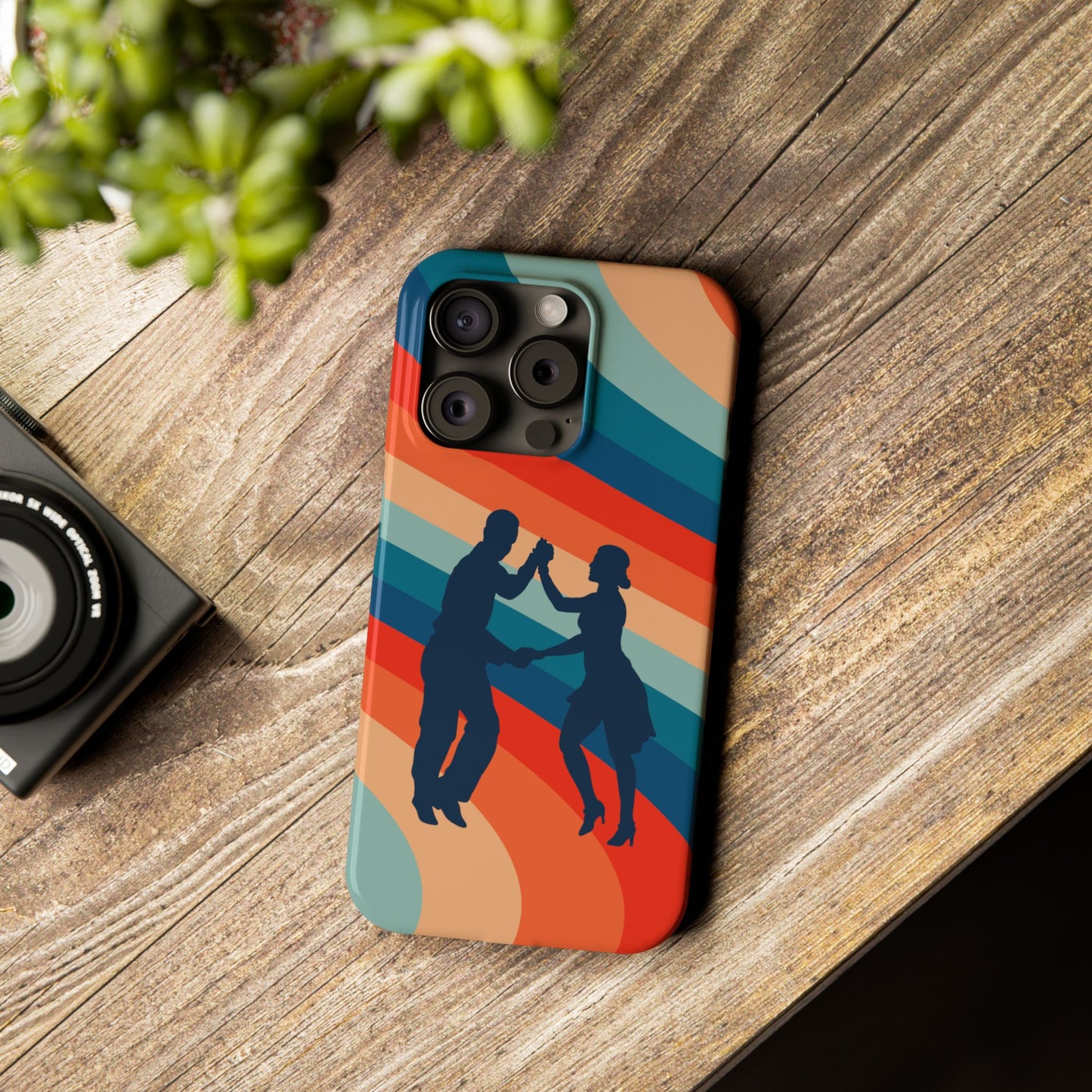 Rainbow Rhythm iPhone Case | Salsa Dance Silhouettes | Retro Dance Waves | Latin Connection Art | BailaFashion Dance Lifestyle