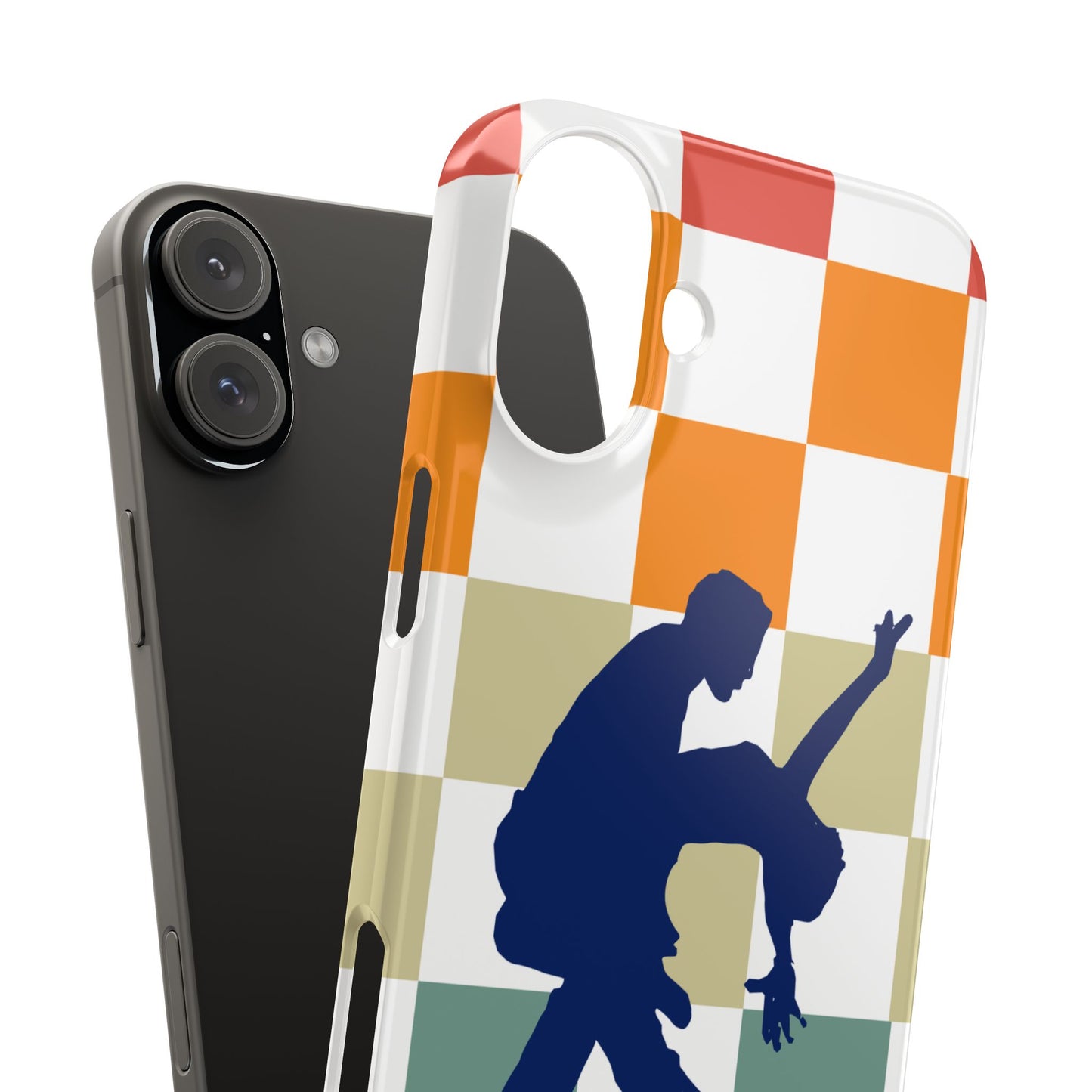 Bachata Dip iPhone Case | Retro Dance Silhouette | Colorful Checkerboard Design | BailaFashion Dance Lifestyle
