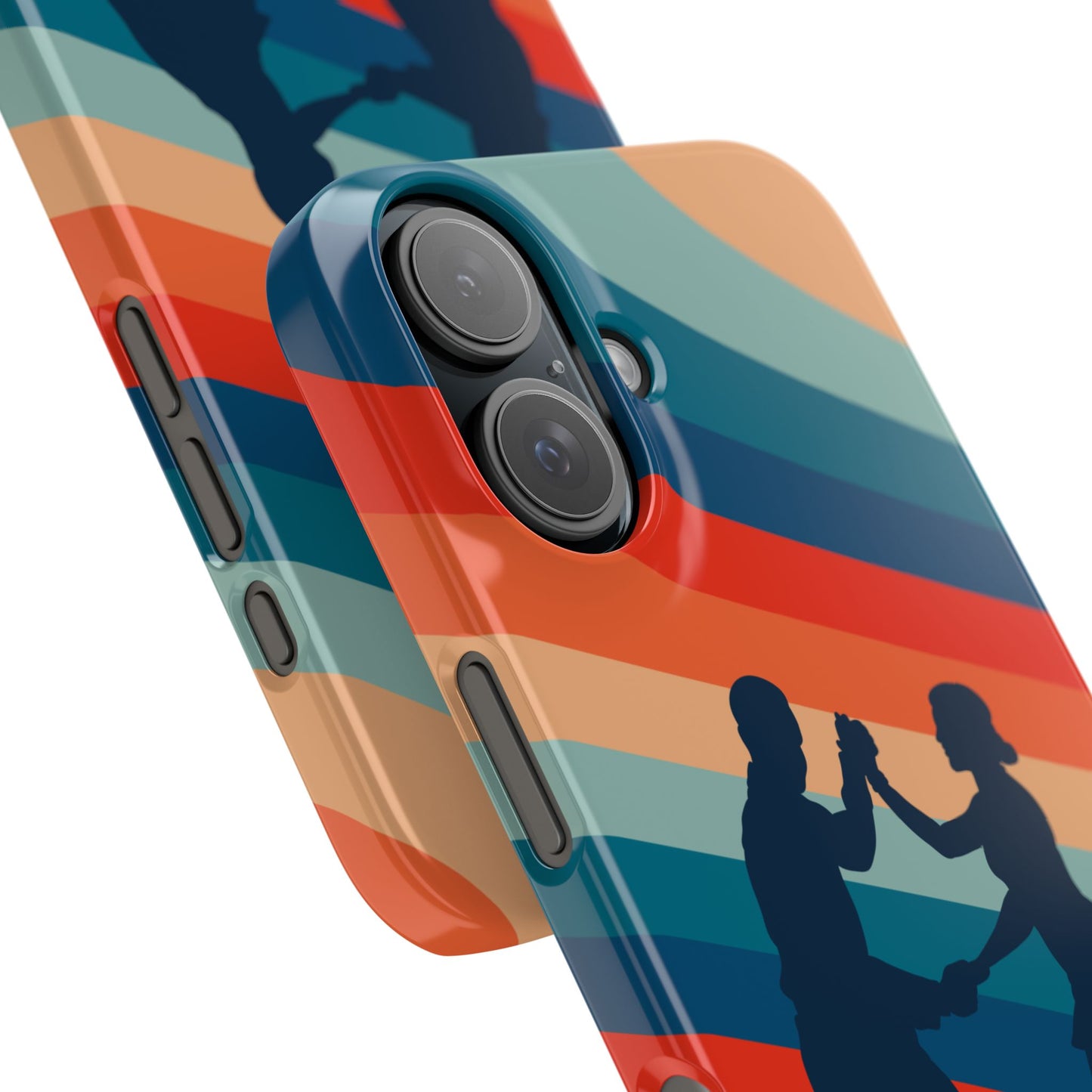 Rainbow Rhythm iPhone Case | Salsa Dance Silhouettes | Retro Dance Waves | Latin Connection Art | BailaFashion Dance Lifestyle