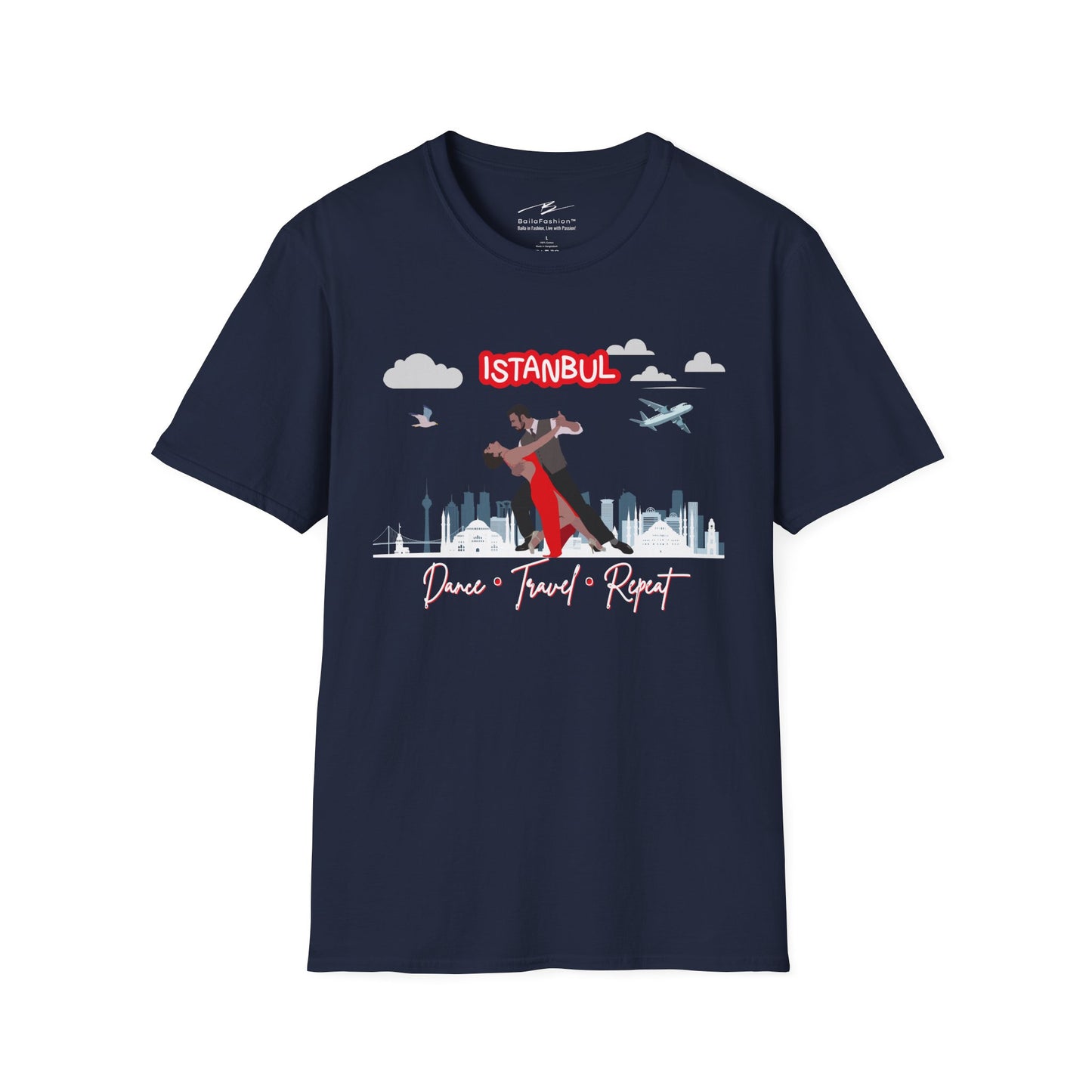 Istanbul Dance Travel Repeat T-Shirt | Turkish Bachata Dancers Skyline Tee | Class Practice Festivals Matching Couple Tops | Dance Lifestyle