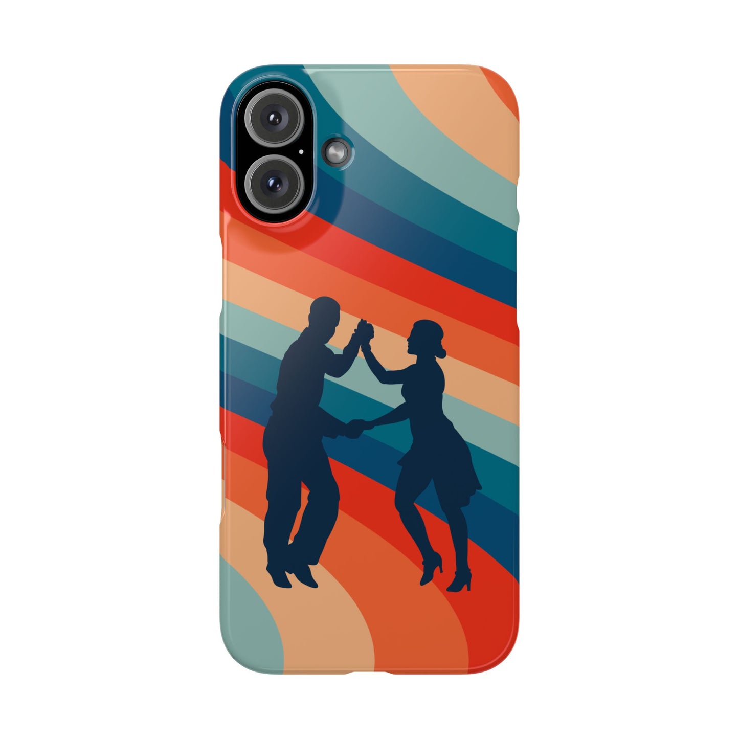 Rainbow Rhythm iPhone Case | Salsa Dance Silhouettes | Retro Dance Waves | Latin Connection Art | BailaFashion Dance Lifestyle