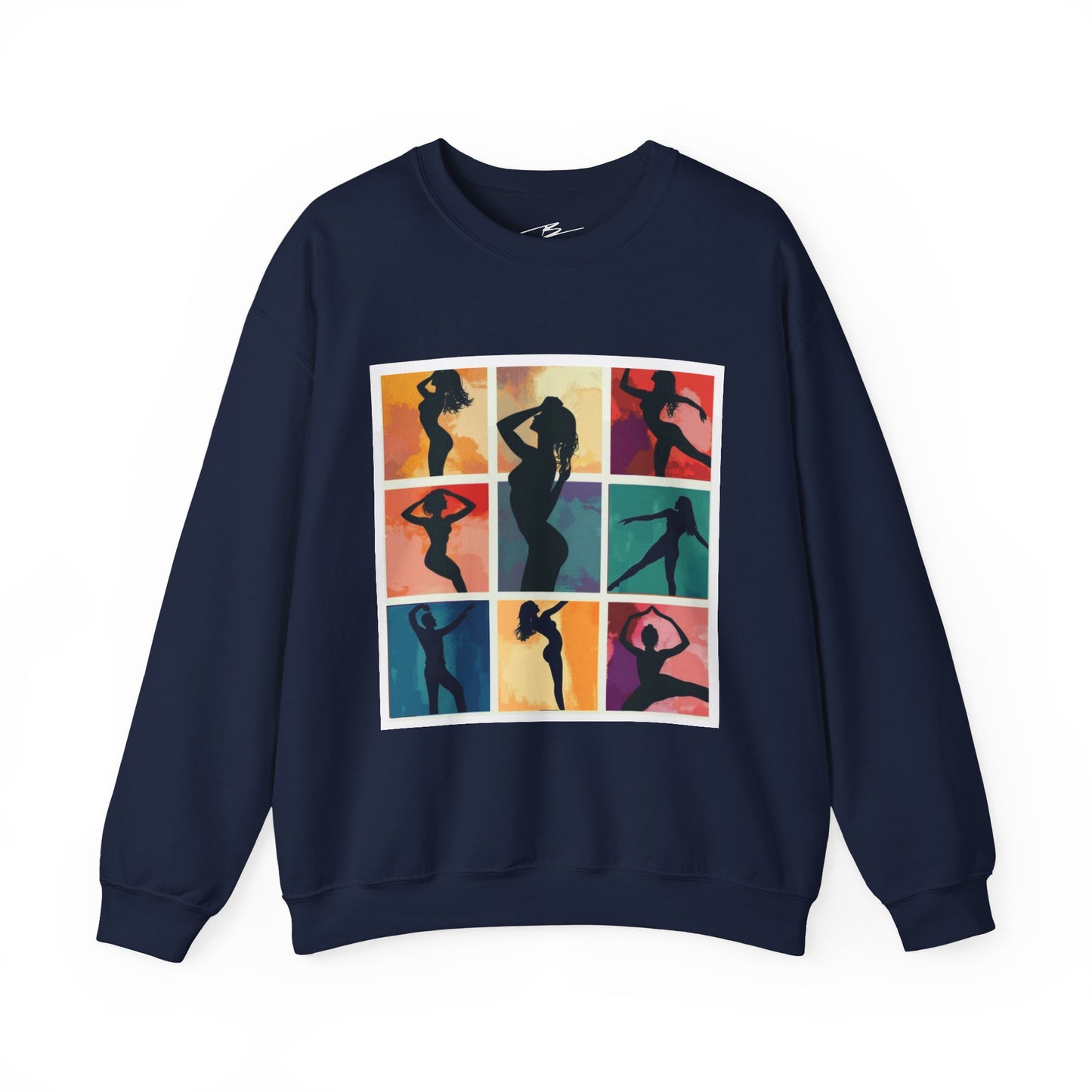 Dance Silhouette Grid Sweatshirt | Colorful Dancer Collage Crewneck | Modern Dance Art | Contemporary Ballet Jazz Hip-Hop Poses Pullover