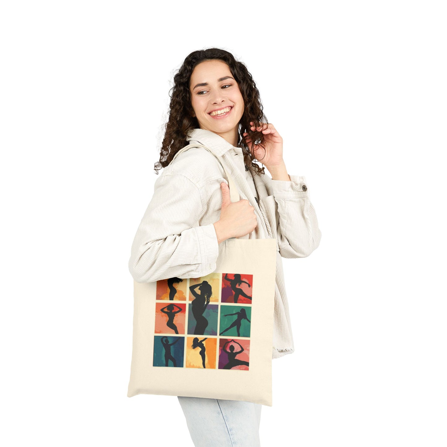 Dance Silhouettes Tote Bag | Latin Body Movement Art | Colorful Dance Poses Collage | Salsa Bachata Carry All | BailaFashion Dance Lifestyle