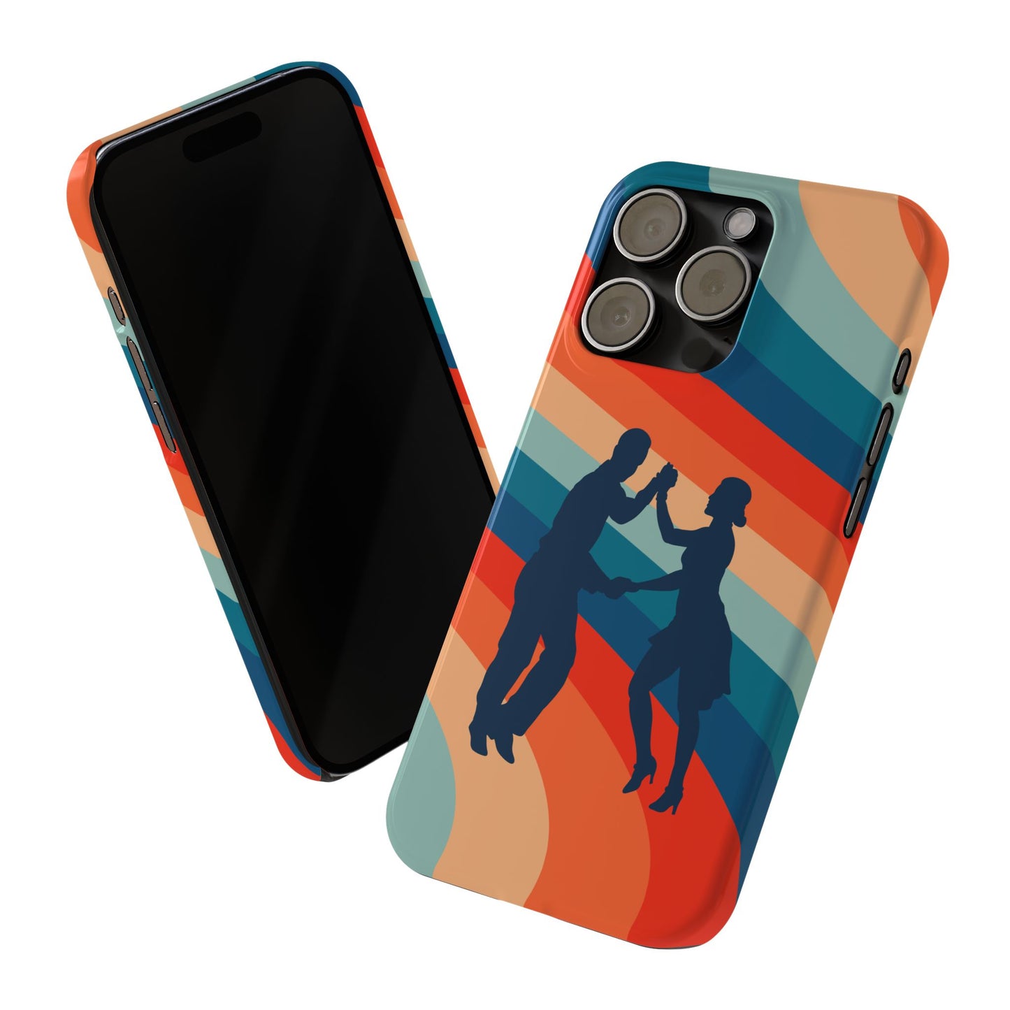 Rainbow Rhythm iPhone Case | Salsa Dance Silhouettes | Retro Dance Waves | Latin Connection Art | BailaFashion Dance Lifestyle