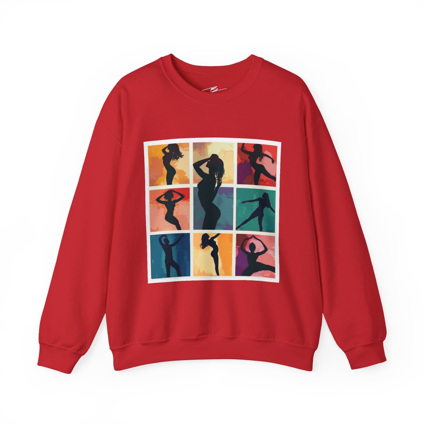 Dance Silhouette Grid Sweatshirt | Colorful Dancer Collage Crewneck | Modern Dance Art | Contemporary Ballet Jazz Hip-Hop Poses Pullover