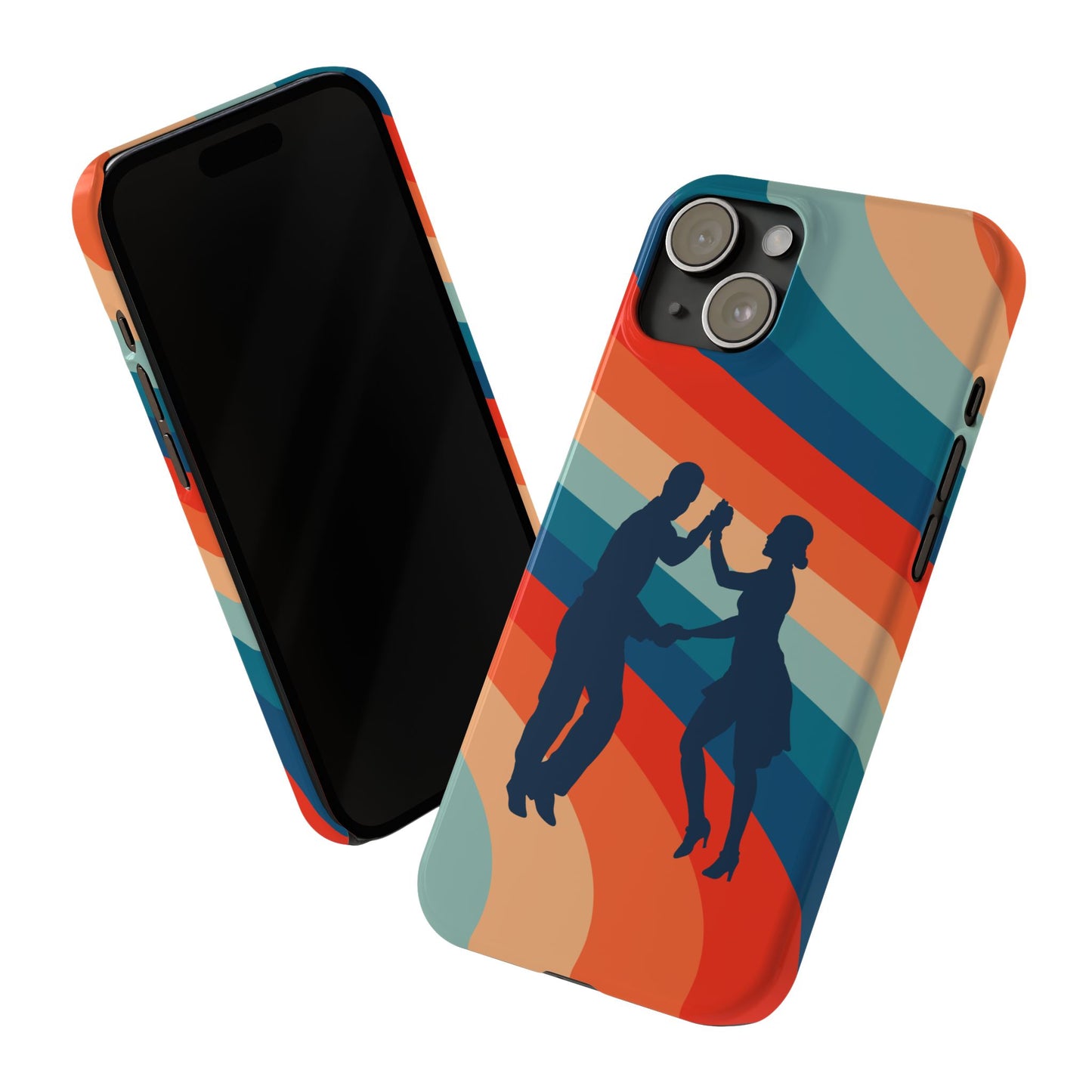 Rainbow Rhythm iPhone Case | Salsa Dance Silhouettes | Retro Dance Waves | Latin Connection Art | BailaFashion Dance Lifestyle